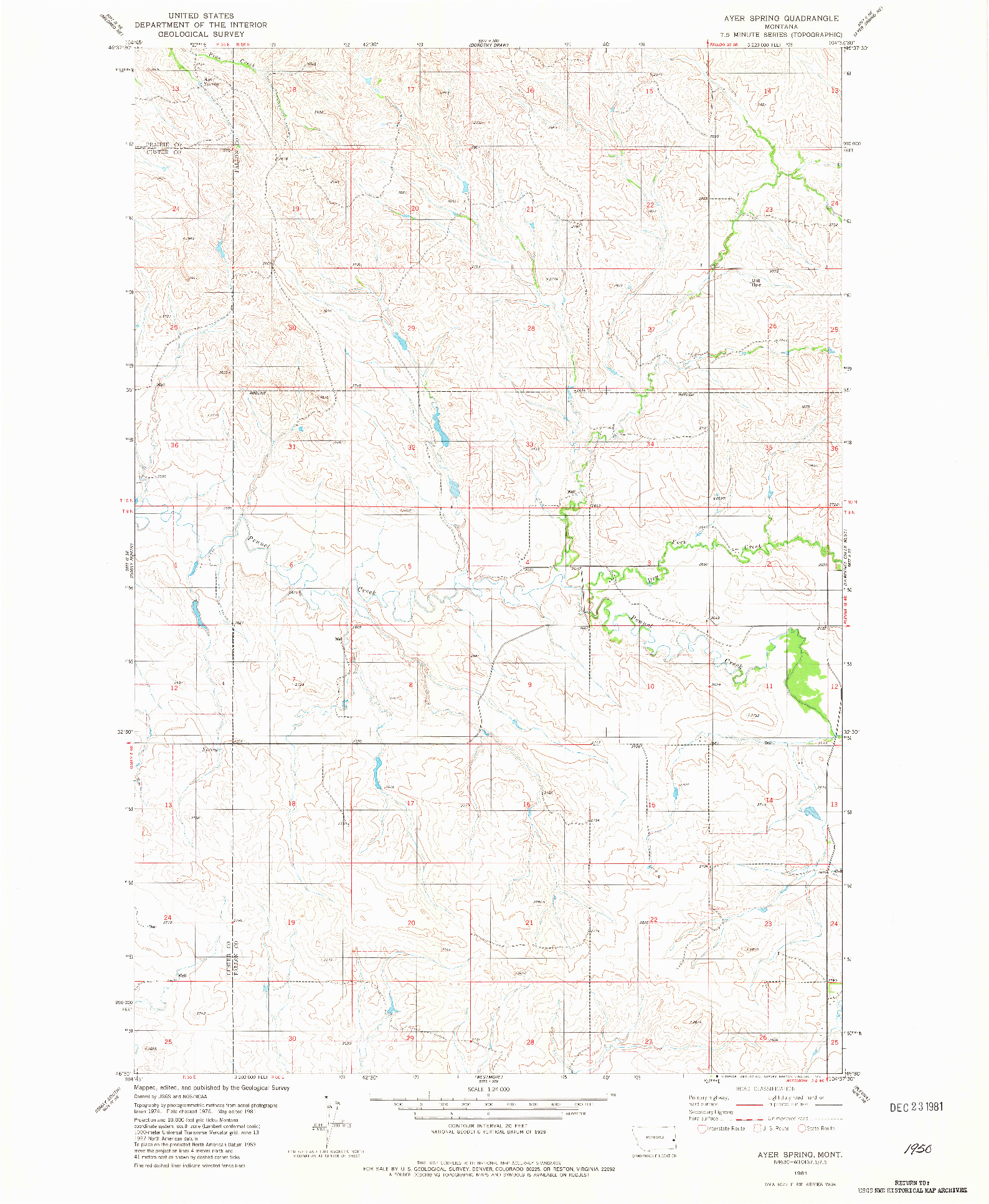 USGS 1:24000-SCALE QUADRANGLE FOR AYER SPRING, MT 1981