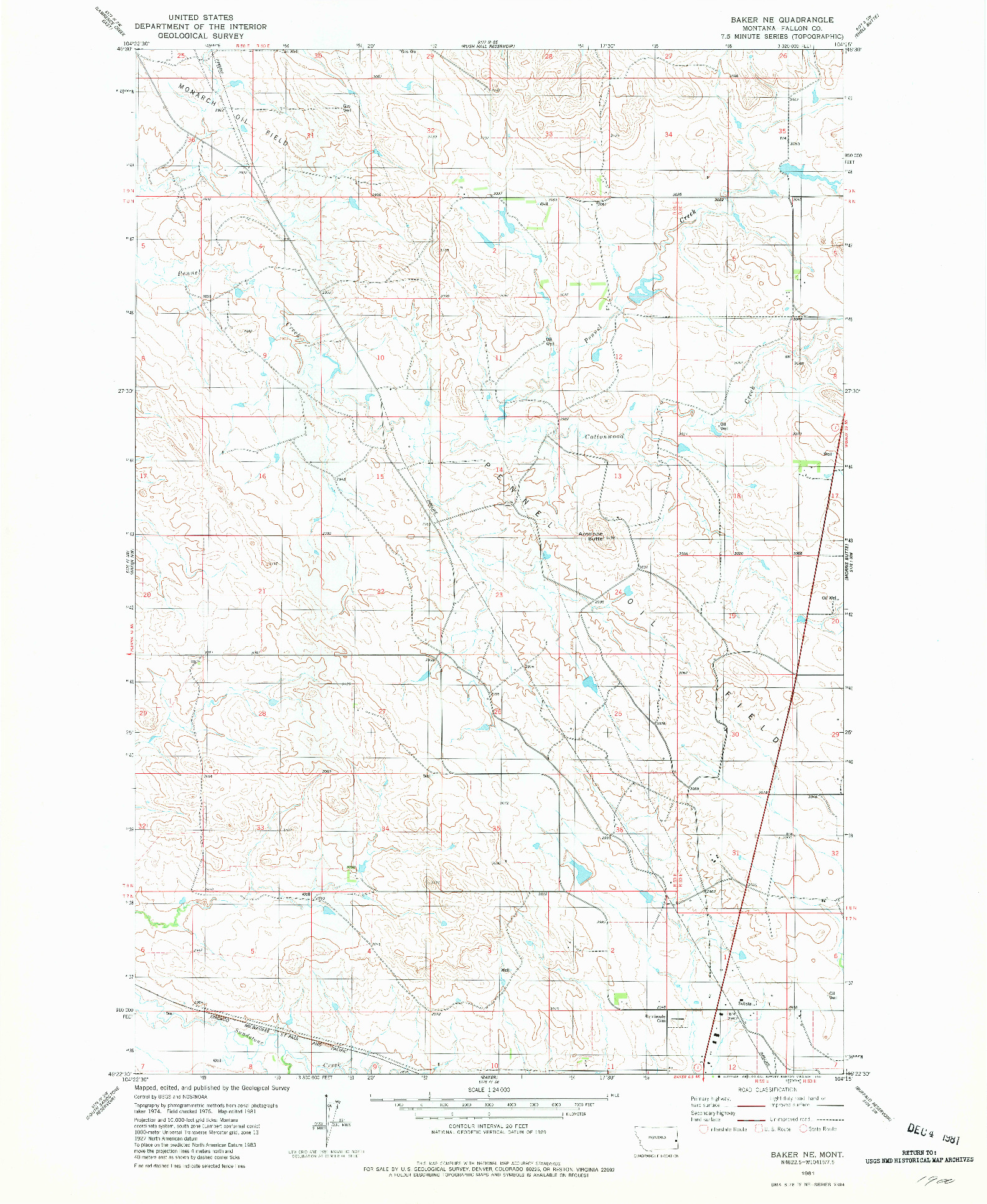 USGS 1:24000-SCALE QUADRANGLE FOR BAKER NE, MT 1981