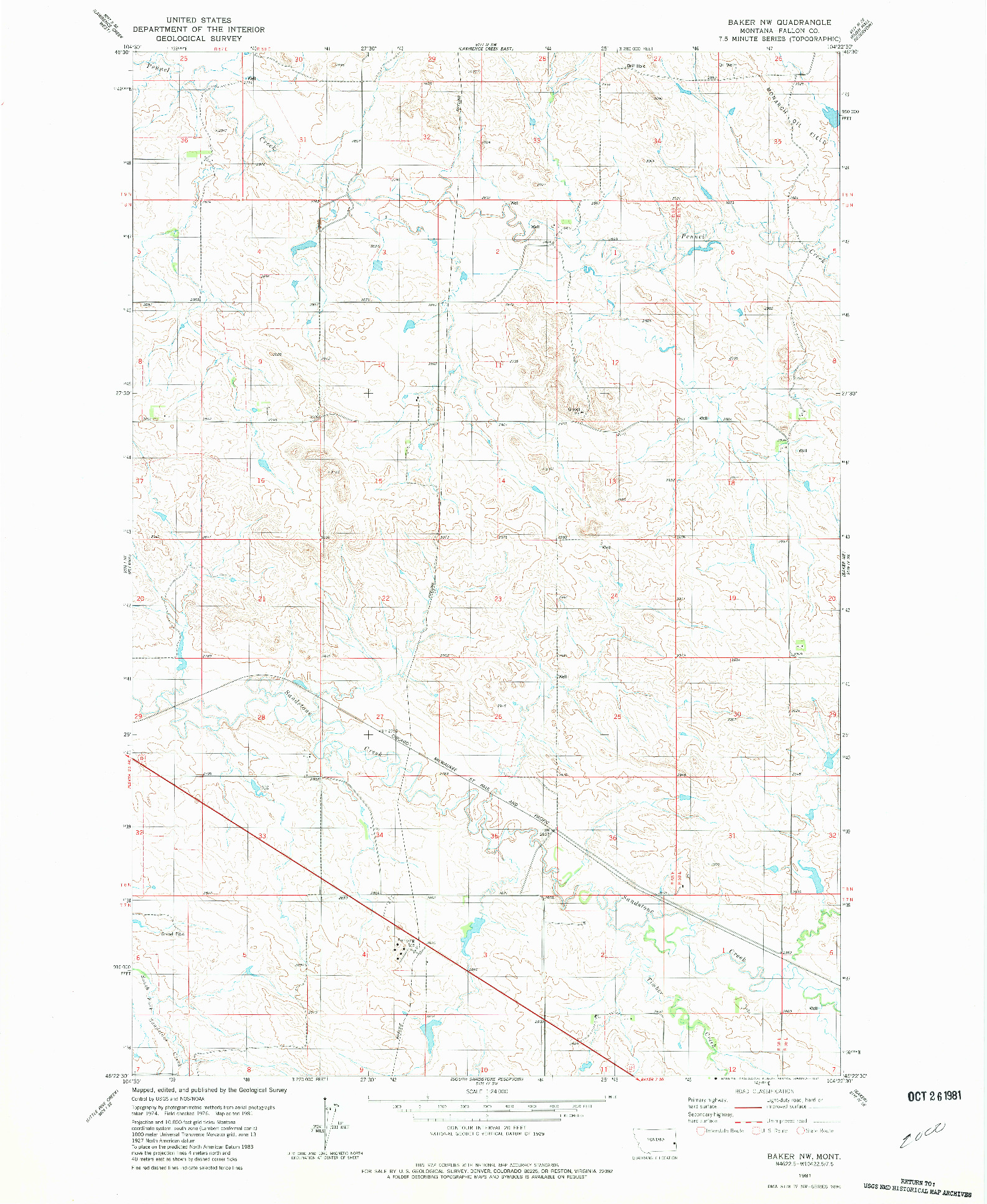 USGS 1:24000-SCALE QUADRANGLE FOR BAKER NW, MT 1981