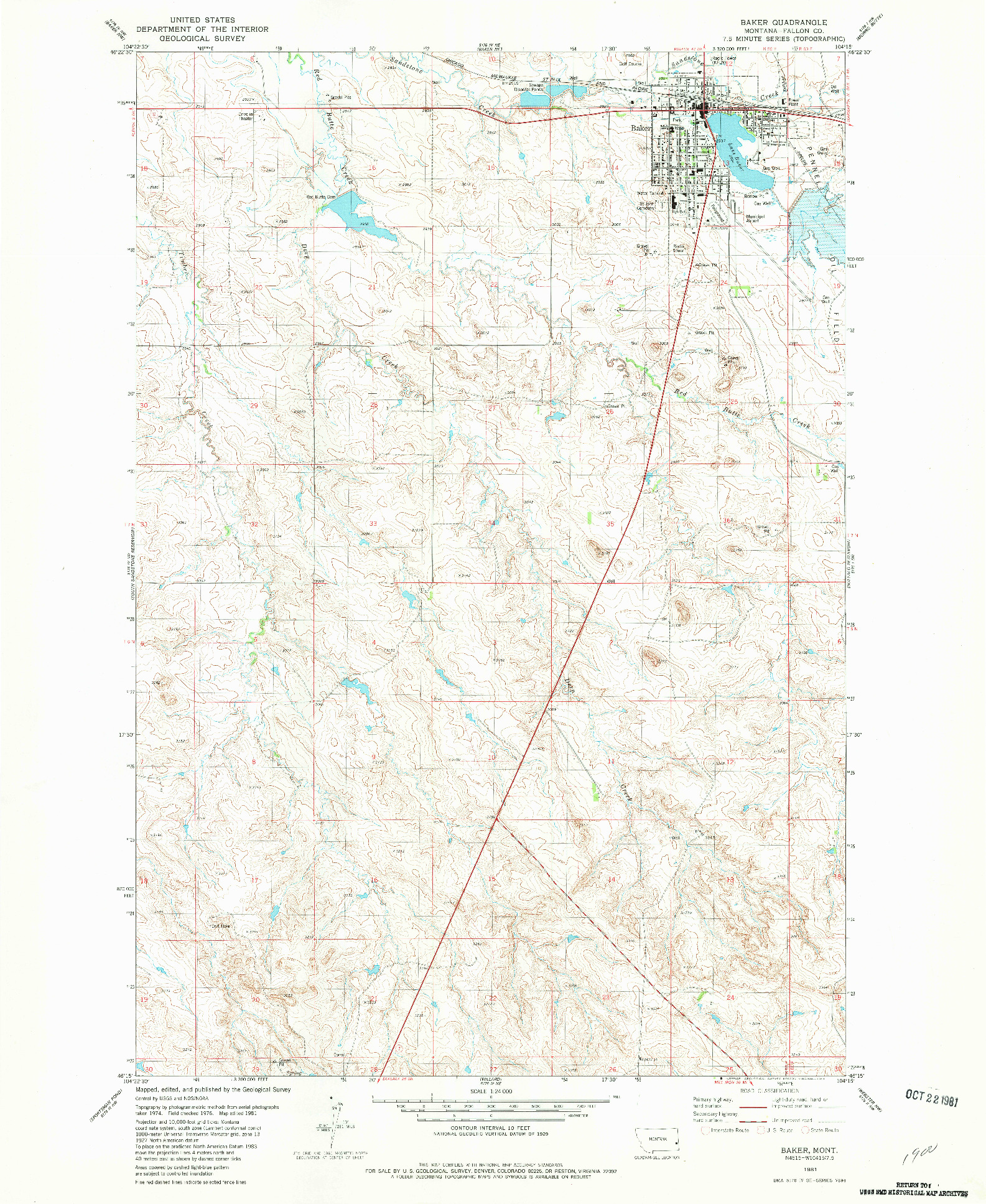 USGS 1:24000-SCALE QUADRANGLE FOR BAKER, MT 1981