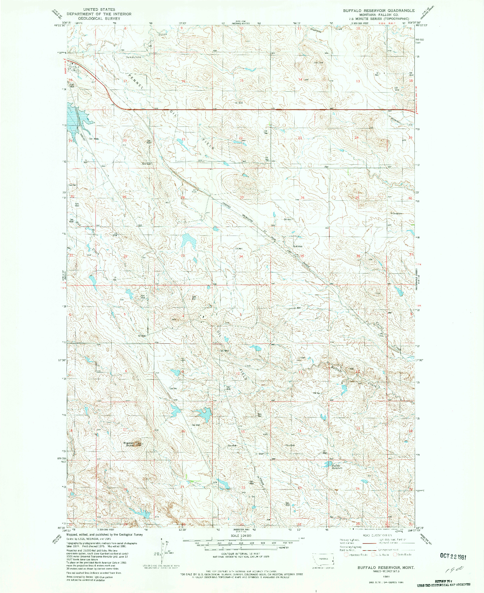 USGS 1:24000-SCALE QUADRANGLE FOR BUFFALO RESERVOIR, MT 1981