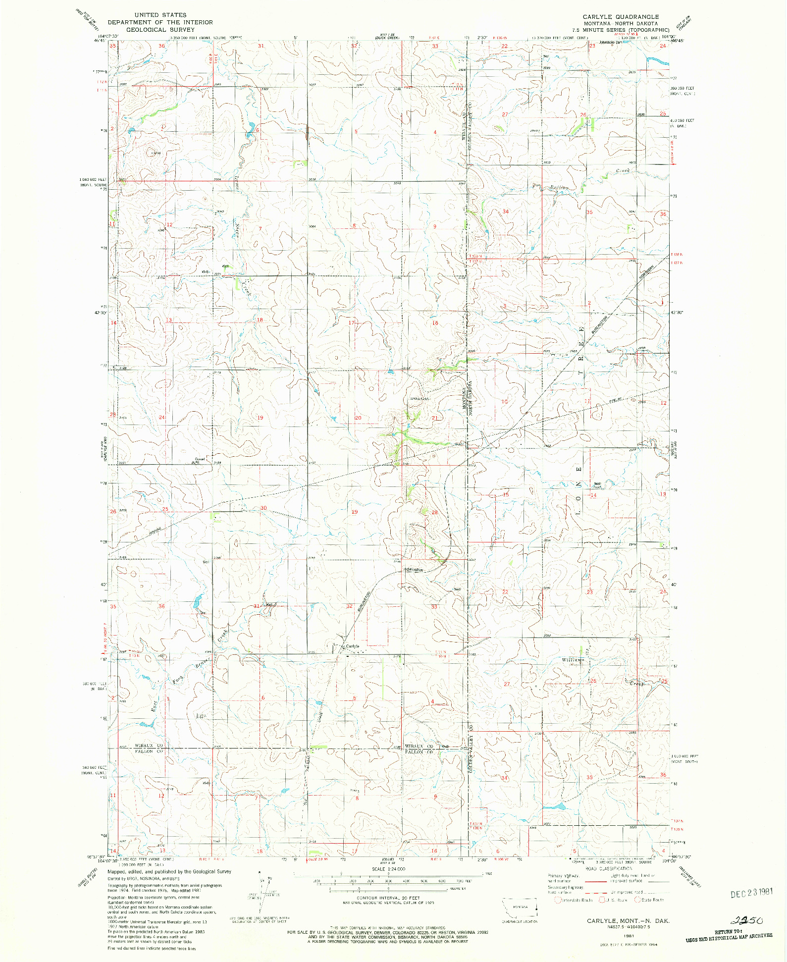 USGS 1:24000-SCALE QUADRANGLE FOR CARLYLE, MT 1981