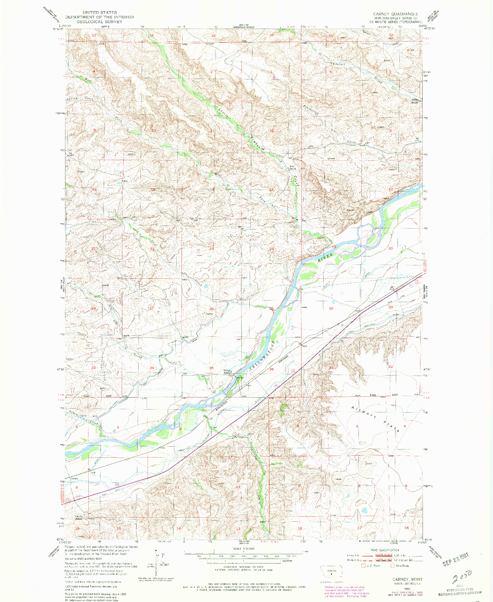 USGS 1:24000-SCALE QUADRANGLE FOR CARNEY, MT 1951