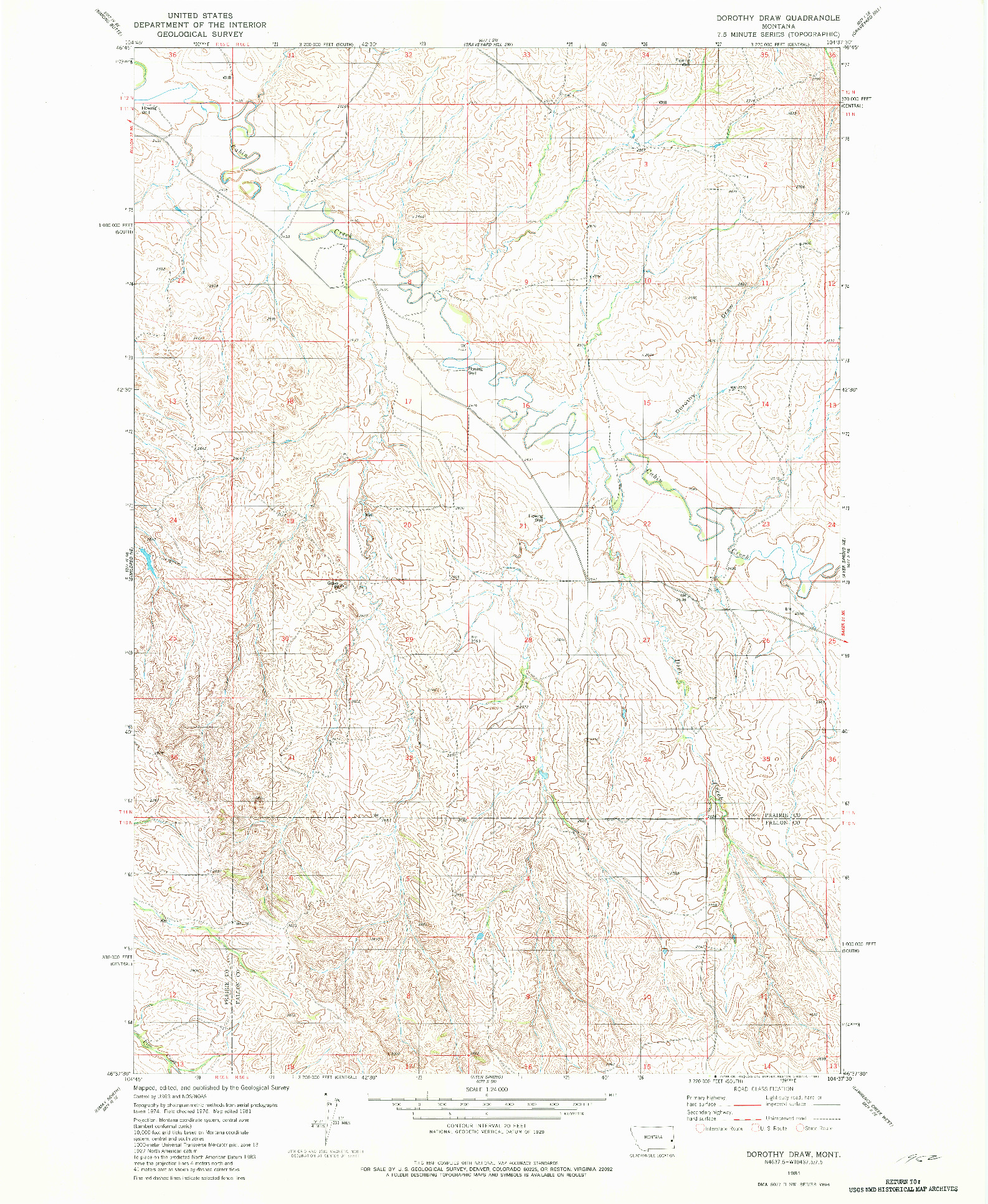 USGS 1:24000-SCALE QUADRANGLE FOR DOROTHY DRAW, MT 1981