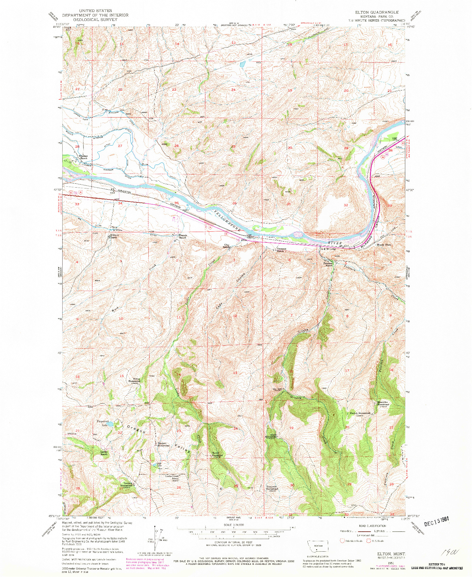 USGS 1:24000-SCALE QUADRANGLE FOR ELTON, MT 1951