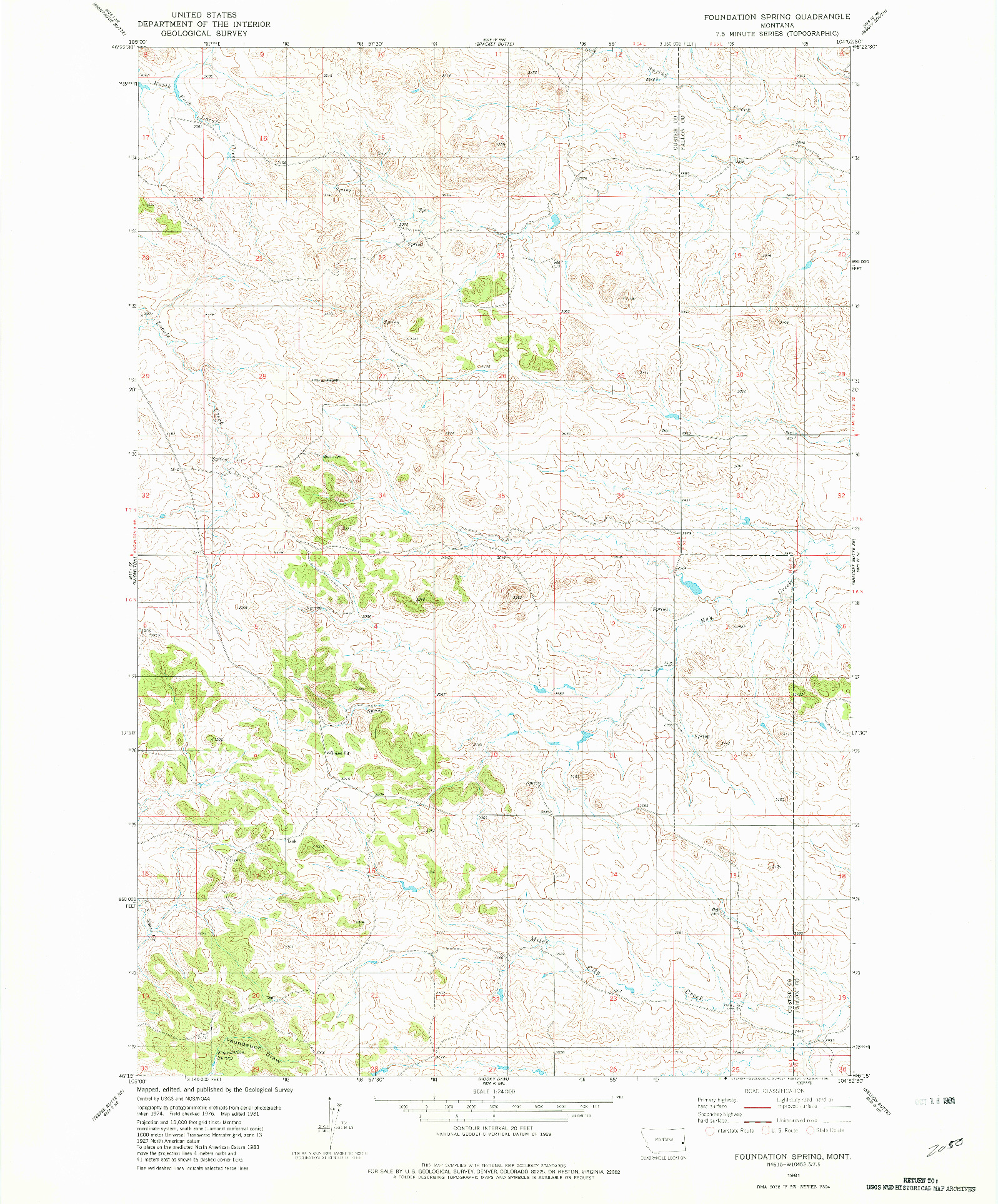 USGS 1:24000-SCALE QUADRANGLE FOR FOUNDATION SPRING, MT 1981