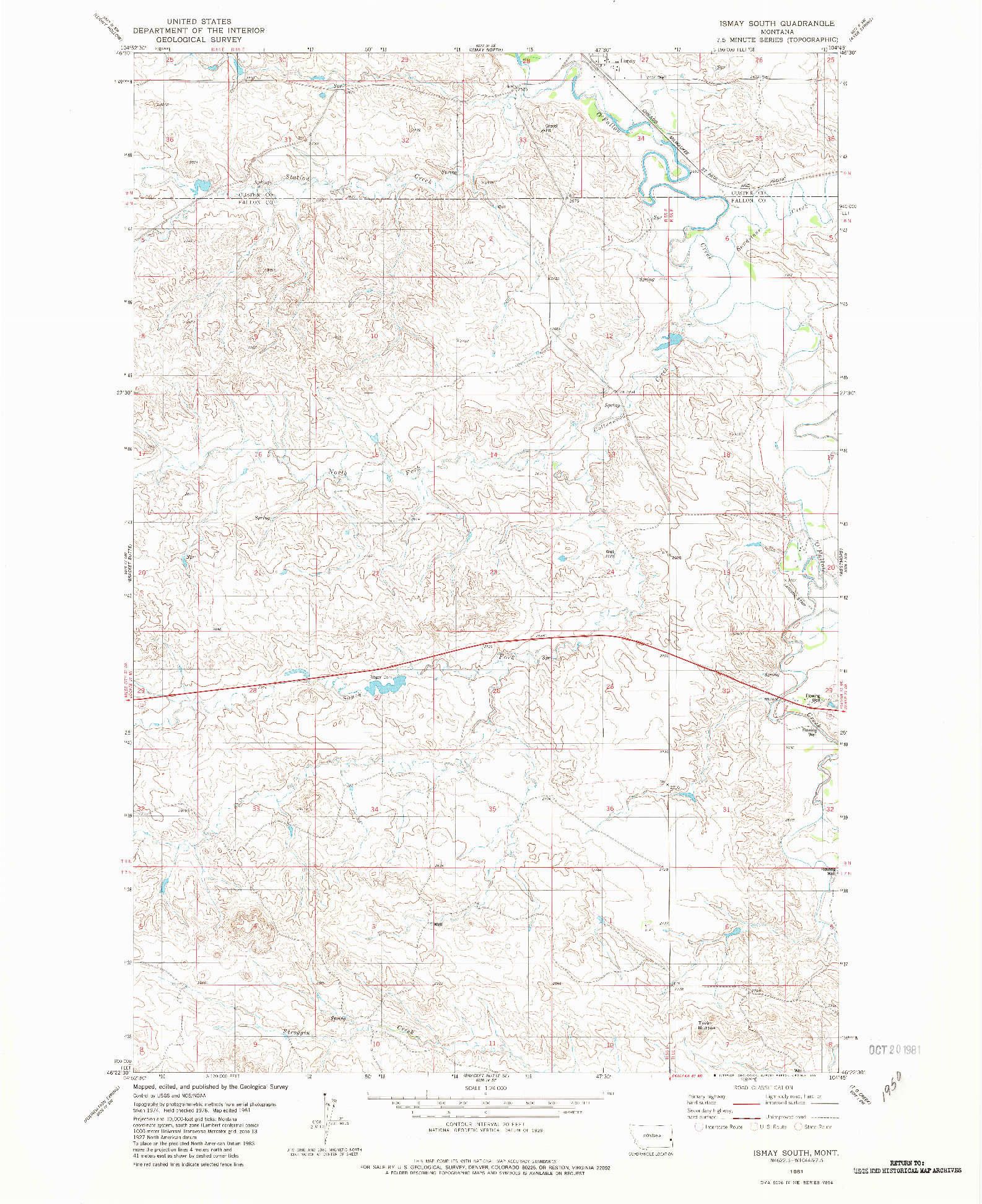 USGS 1:24000-SCALE QUADRANGLE FOR ISMAY SOUTH, MT 1981