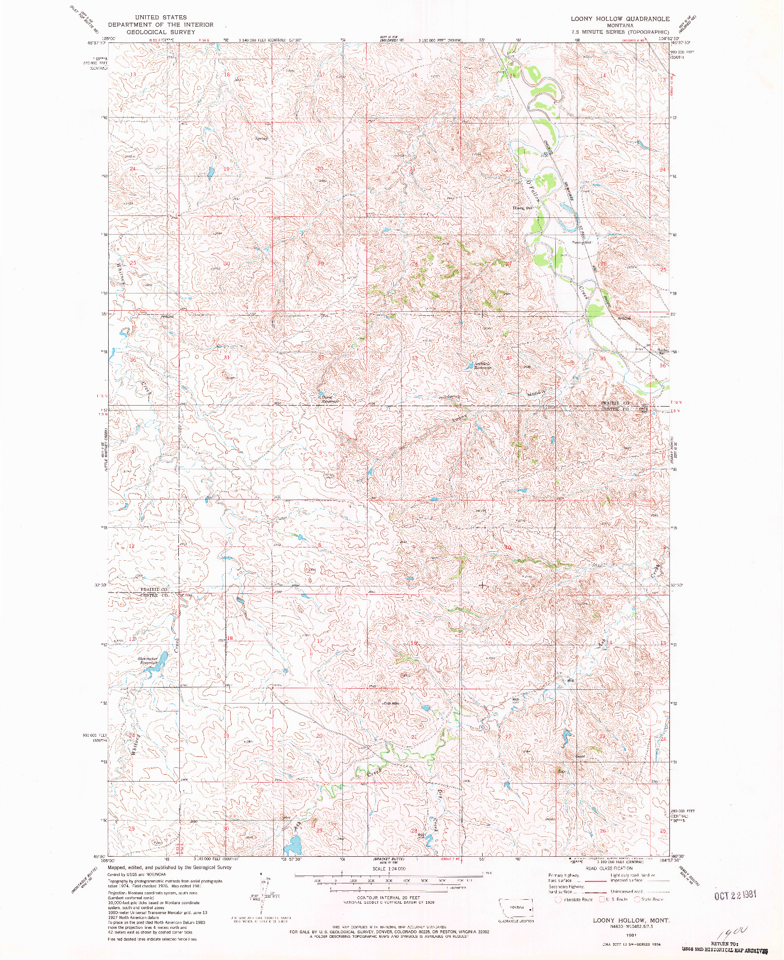 USGS 1:24000-SCALE QUADRANGLE FOR LOONY HOLLOW, MT 1981