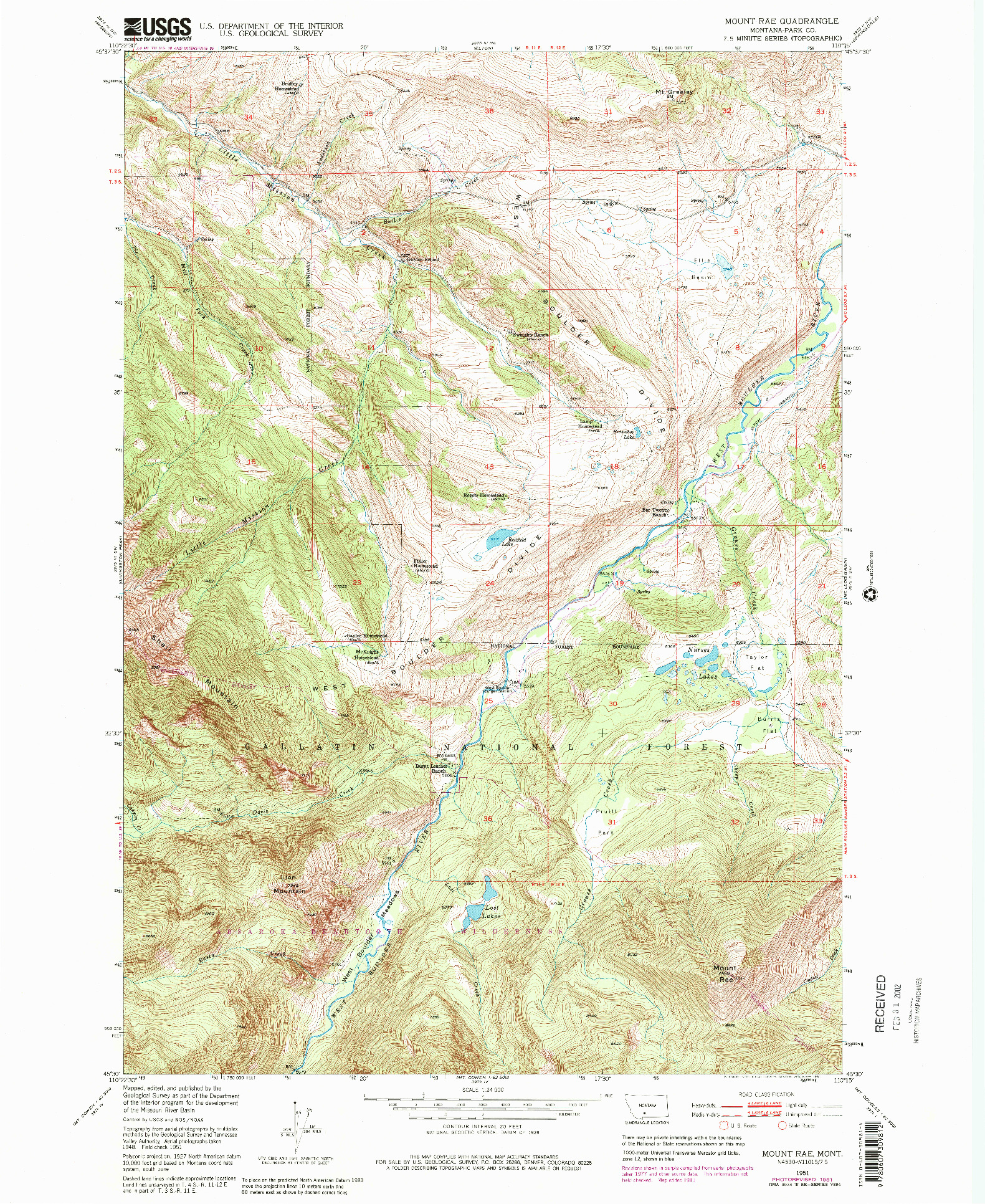 USGS 1:24000-SCALE QUADRANGLE FOR MOUNT RAE, MT 1951