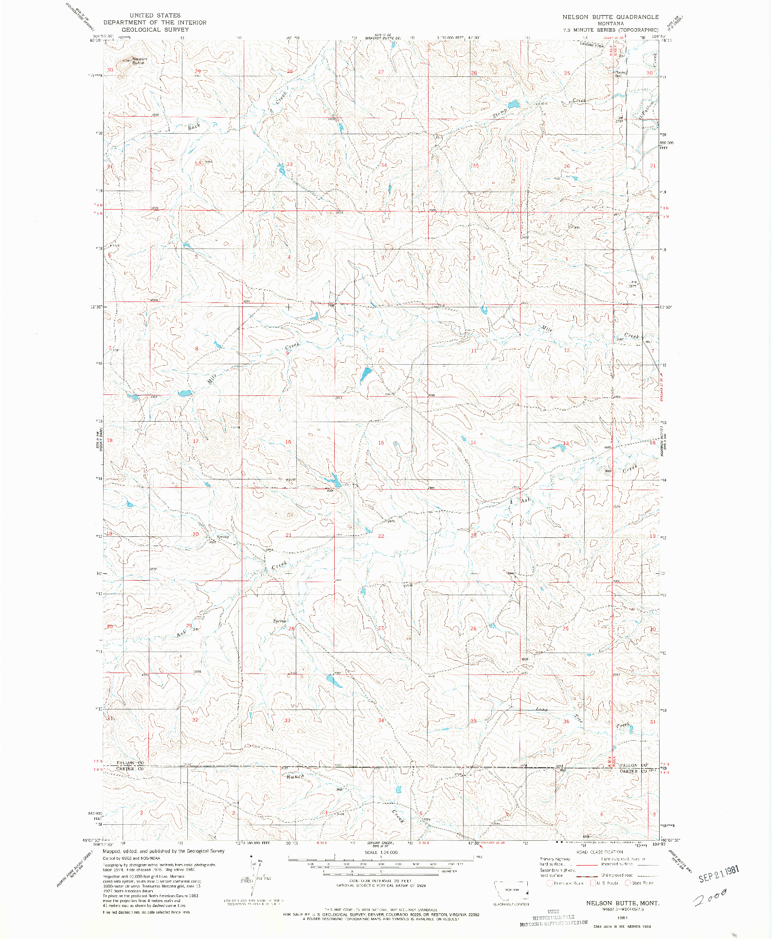 USGS 1:24000-SCALE QUADRANGLE FOR NELSON BUTTE, MT 1981