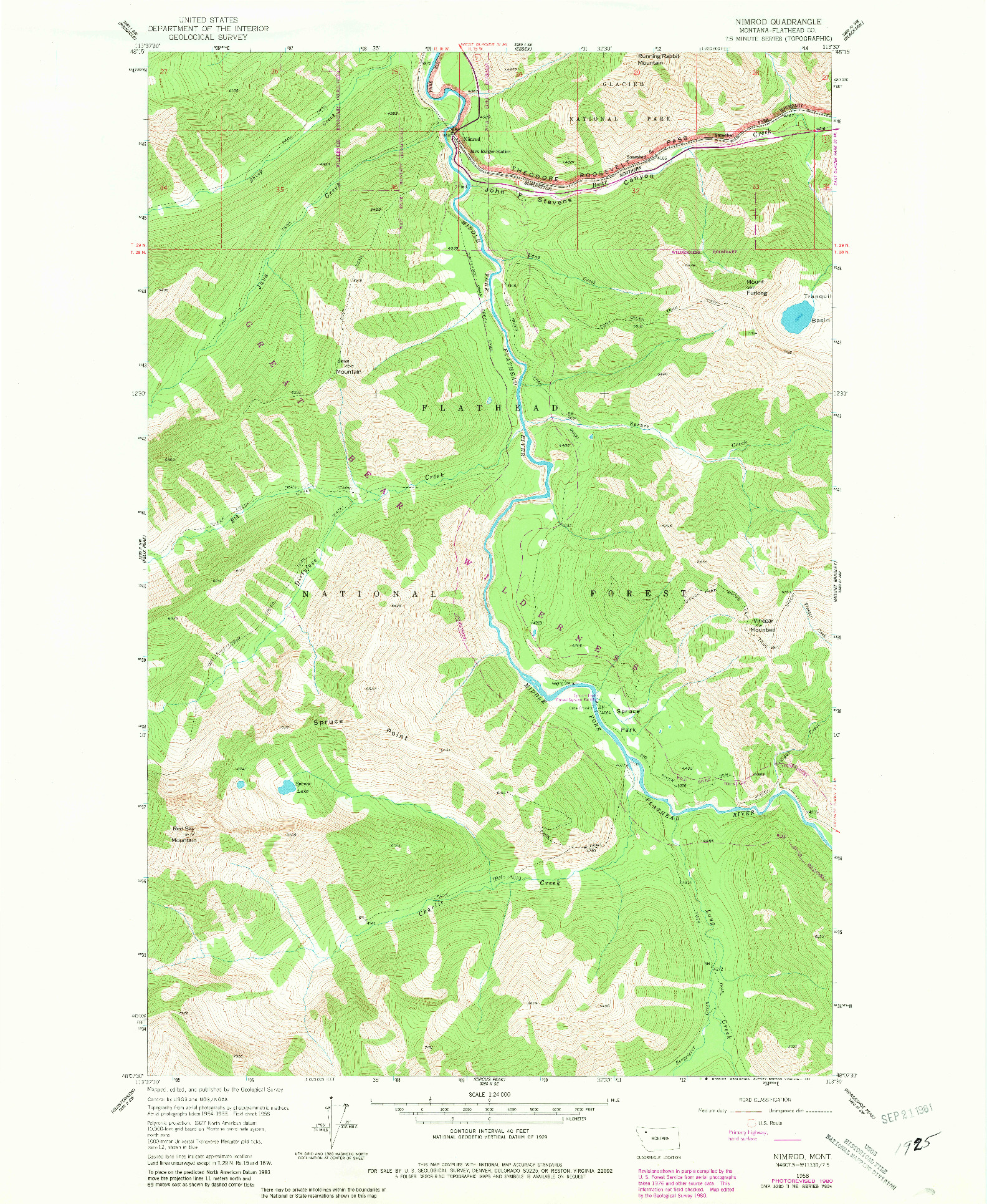 USGS 1:24000-SCALE QUADRANGLE FOR NIMROD, MT 1958