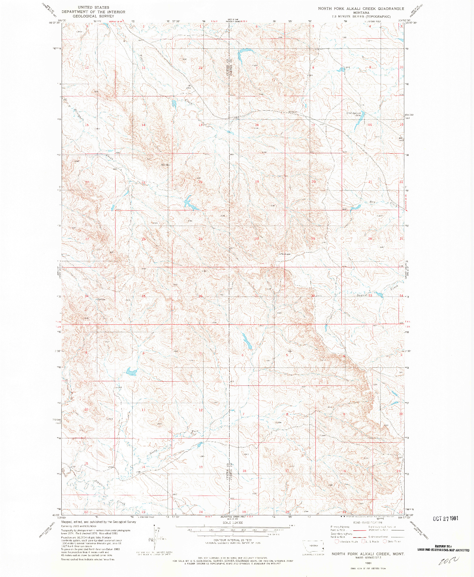 USGS 1:24000-SCALE QUADRANGLE FOR NORTH FORK ALKALI CREEK, MT 1981