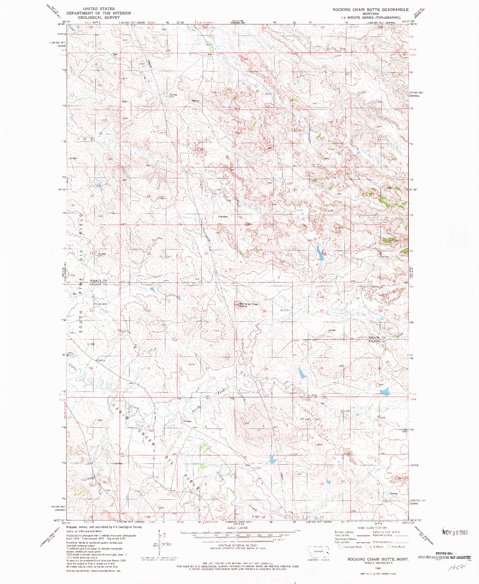 USGS 1:24000-SCALE QUADRANGLE FOR ROCKING CHAIR BUTTE, MT 1981