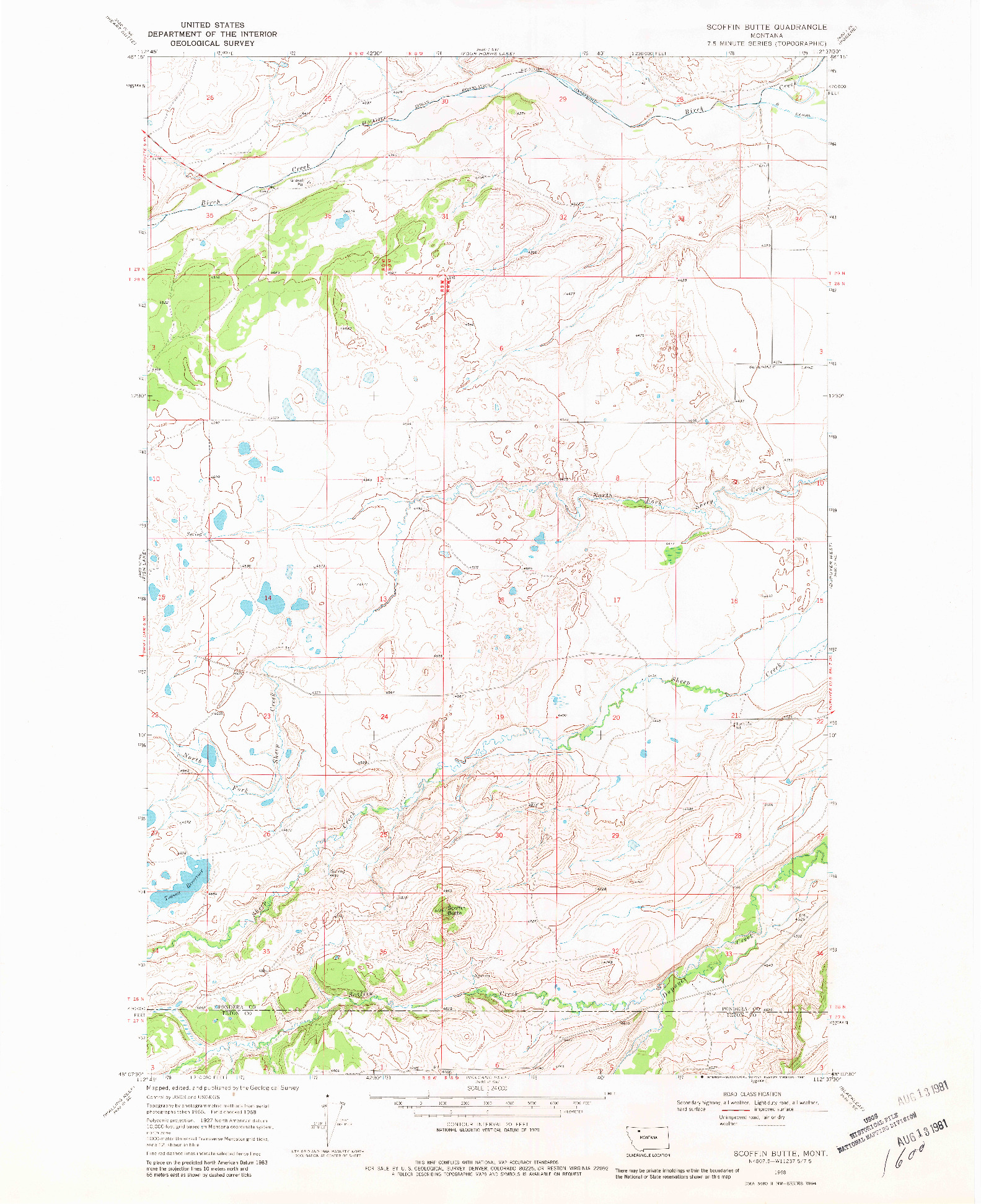 USGS 1:24000-SCALE QUADRANGLE FOR SCOFFIN BUTTE, MT 1968