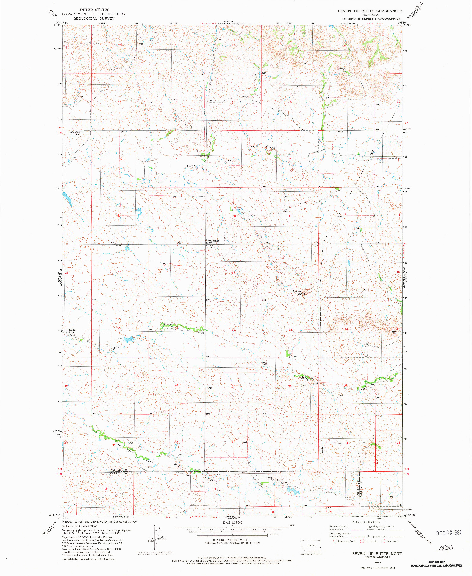 USGS 1:24000-SCALE QUADRANGLE FOR SEVEN-UP BUTTE, MT 1981