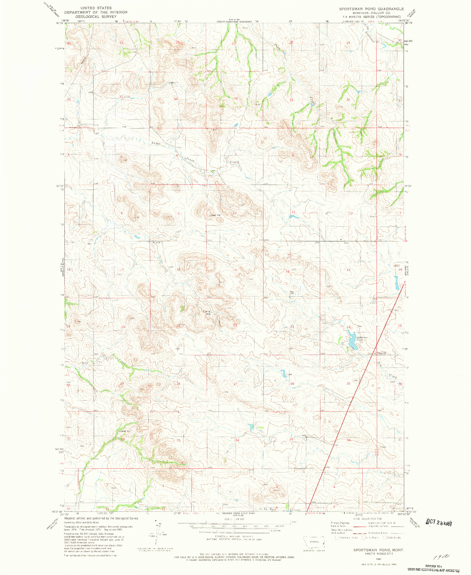 USGS 1:24000-SCALE QUADRANGLE FOR SPORTSMAN POND, MT 1981