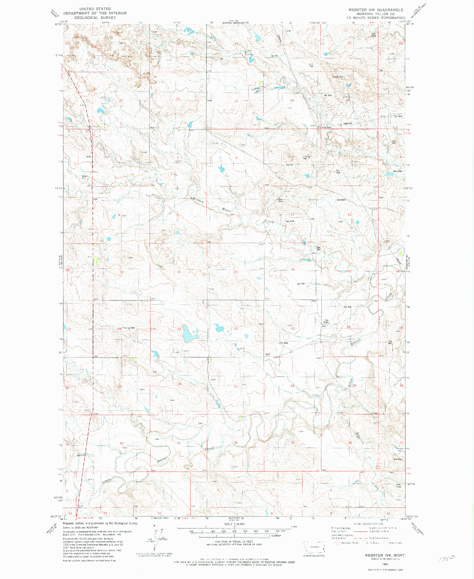 USGS 1:24000-SCALE QUADRANGLE FOR WEBSTER NW, MT 1981
