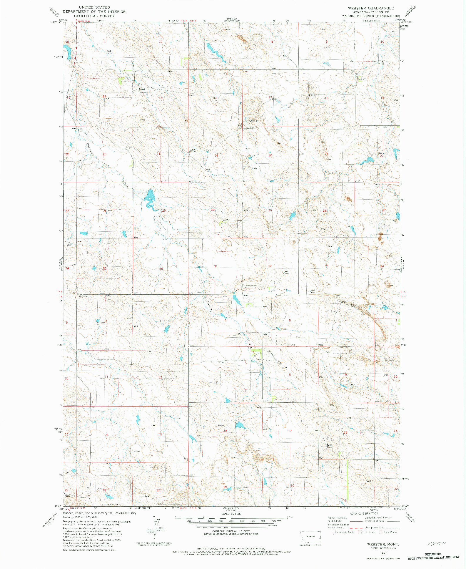 USGS 1:24000-SCALE QUADRANGLE FOR WEBSTER, MT 1981