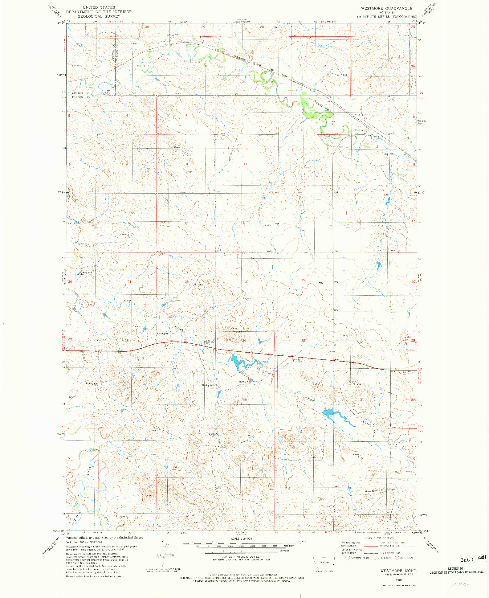 USGS 1:24000-SCALE QUADRANGLE FOR WESTMORE, MT 1981
