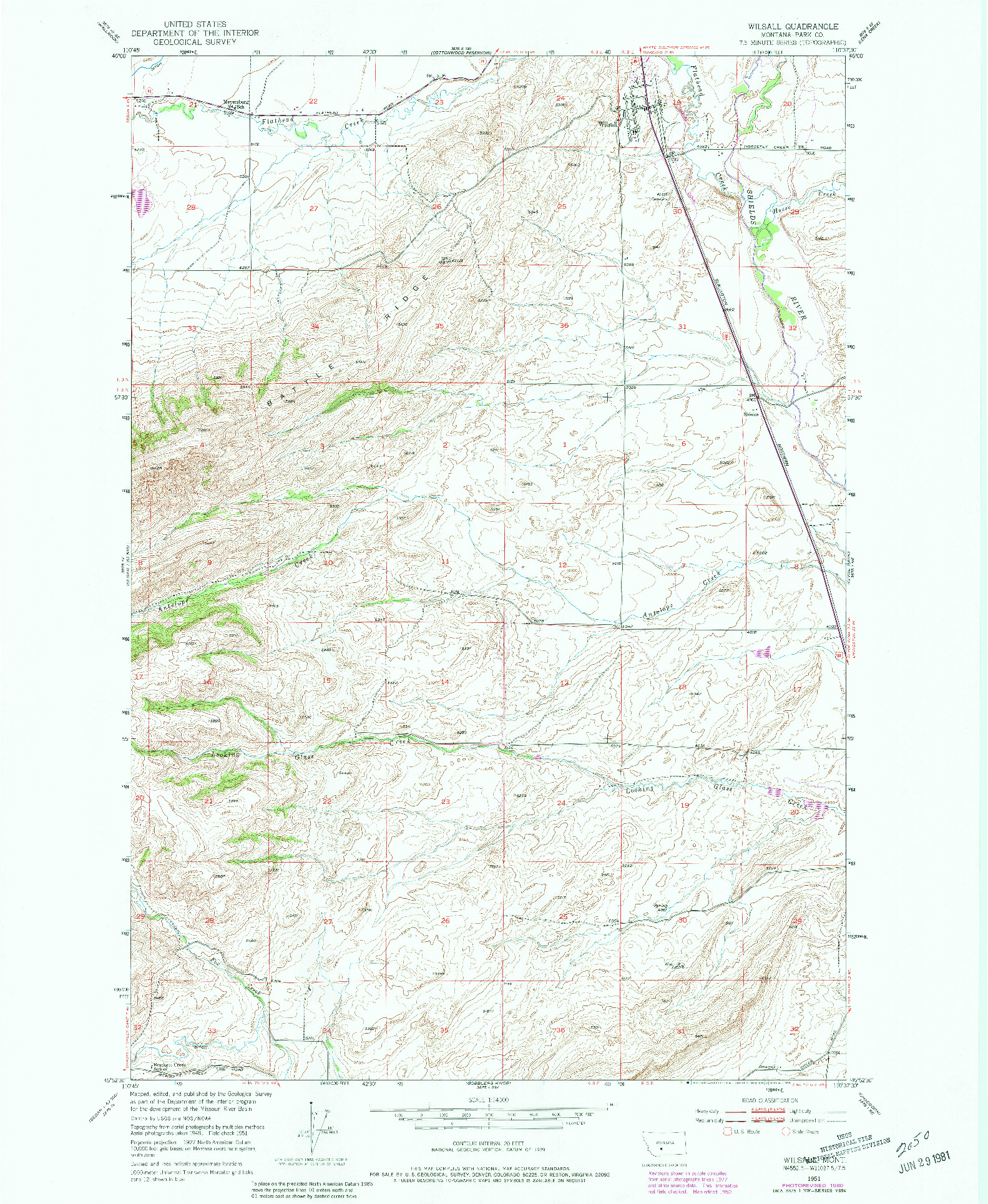 USGS 1:24000-SCALE QUADRANGLE FOR WILSALL, MT 1951