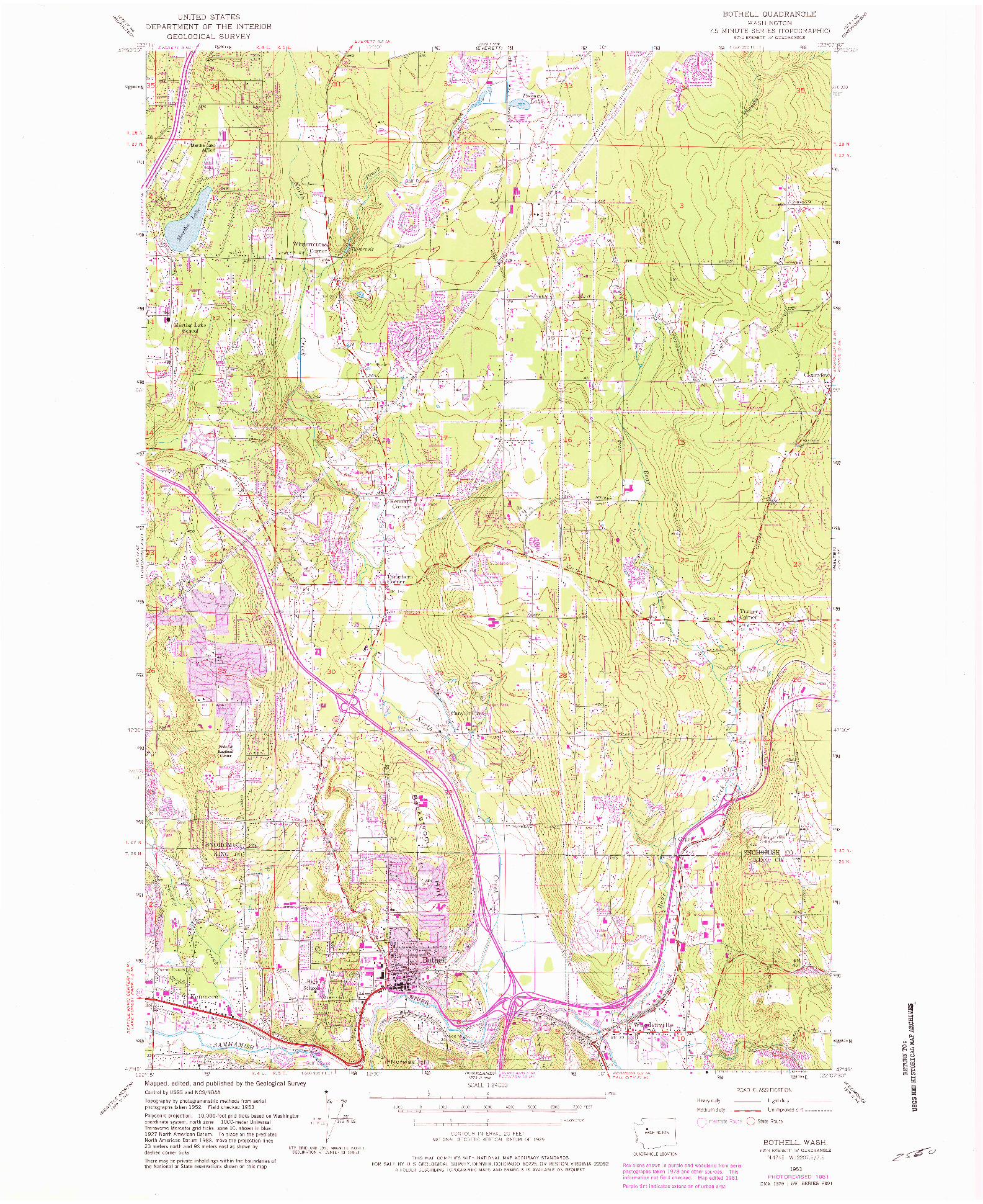 USGS 1:24000-SCALE QUADRANGLE FOR BOTHELL, WA 1953