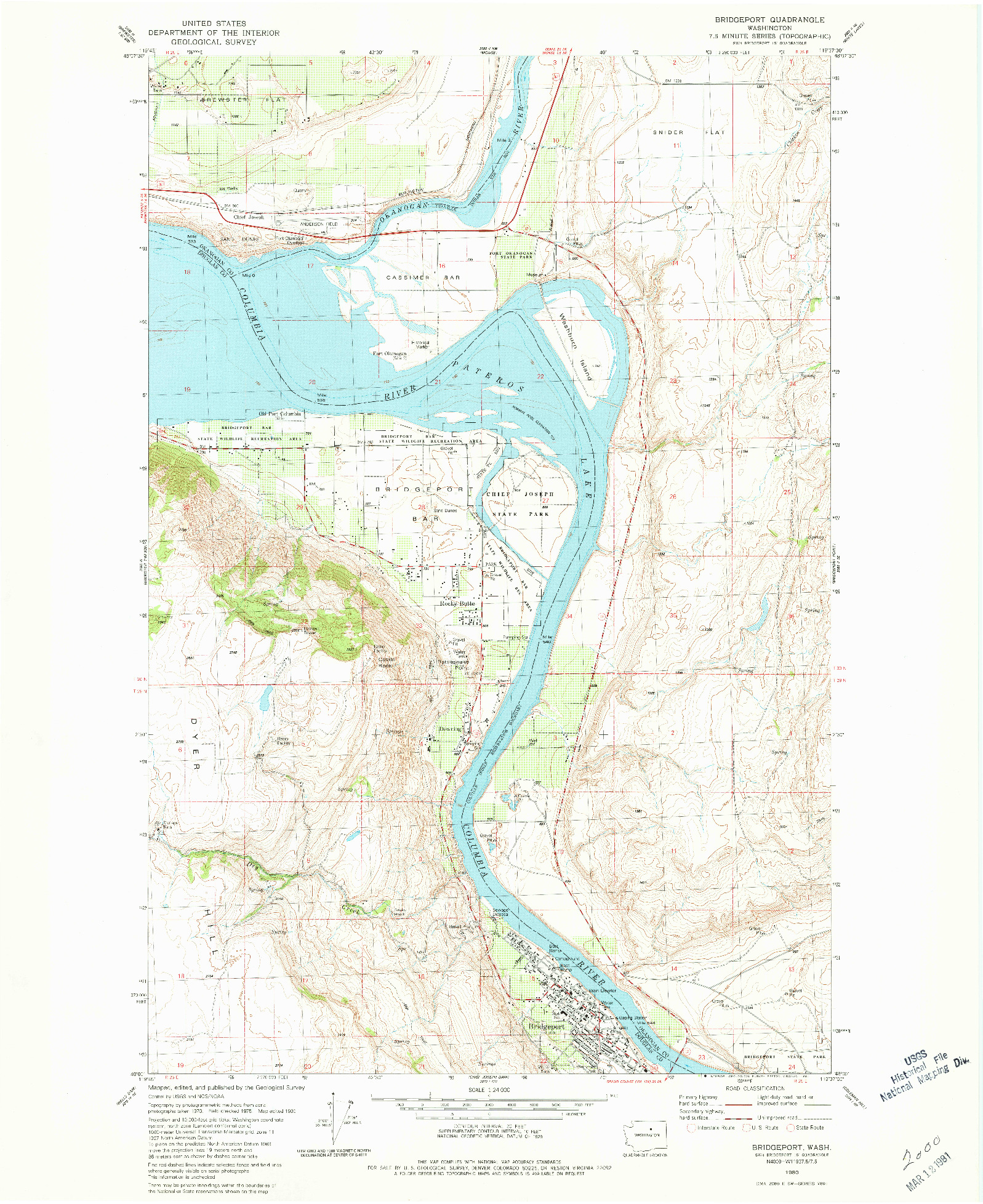 USGS 1:24000-SCALE QUADRANGLE FOR BRIDGEPORT, WA 1980
