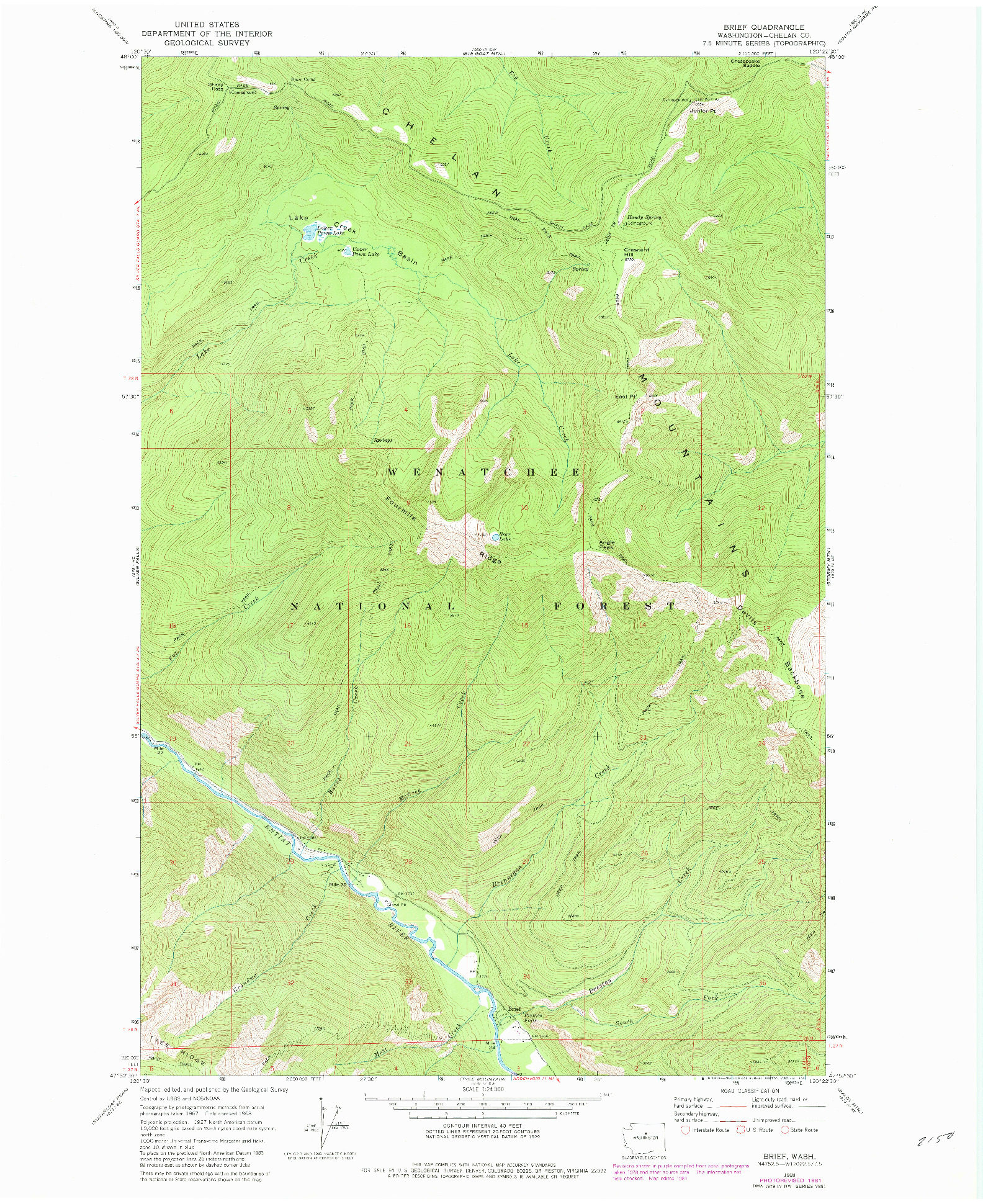 USGS 1:24000-SCALE QUADRANGLE FOR BRIEF, WA 1968