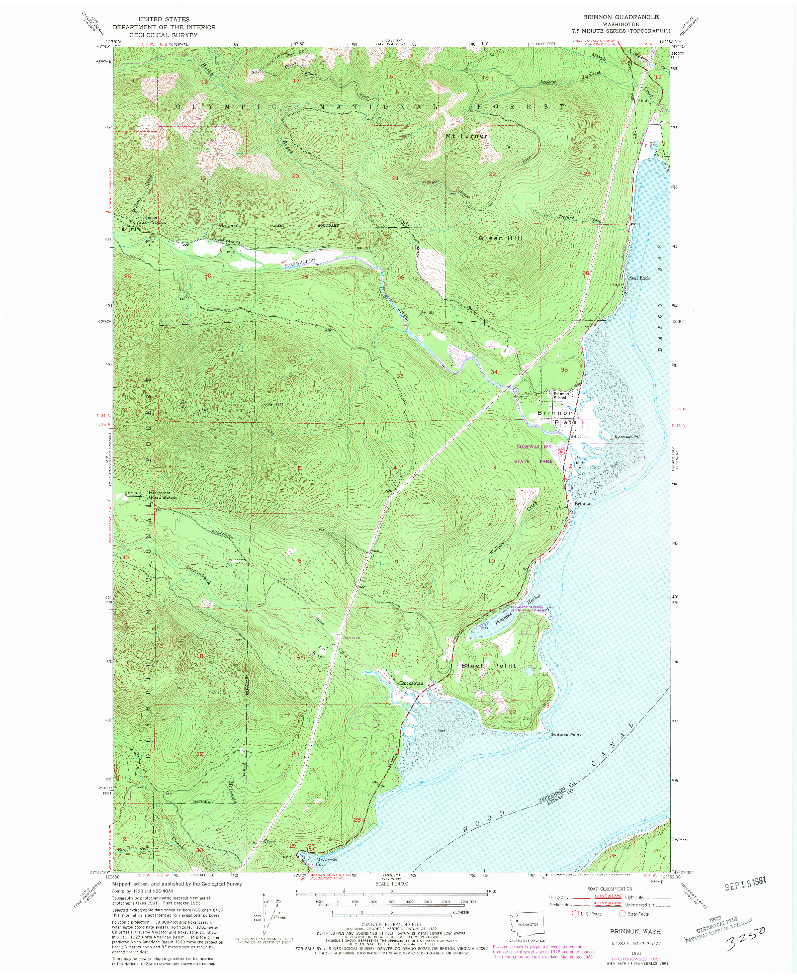 USGS 1:24000-SCALE QUADRANGLE FOR BRINNON, WA 1953