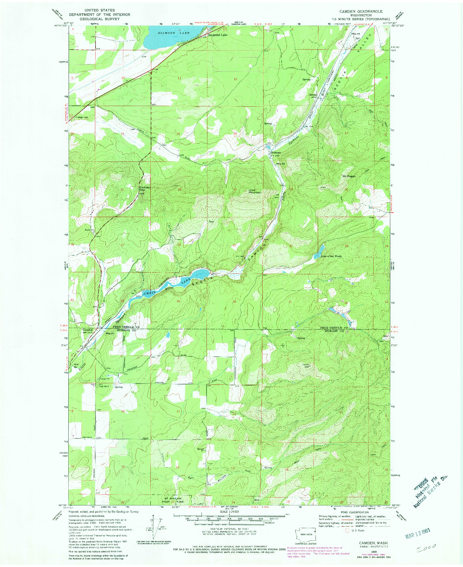 USGS 1:24000-SCALE QUADRANGLE FOR CAMDEN, WA 1968