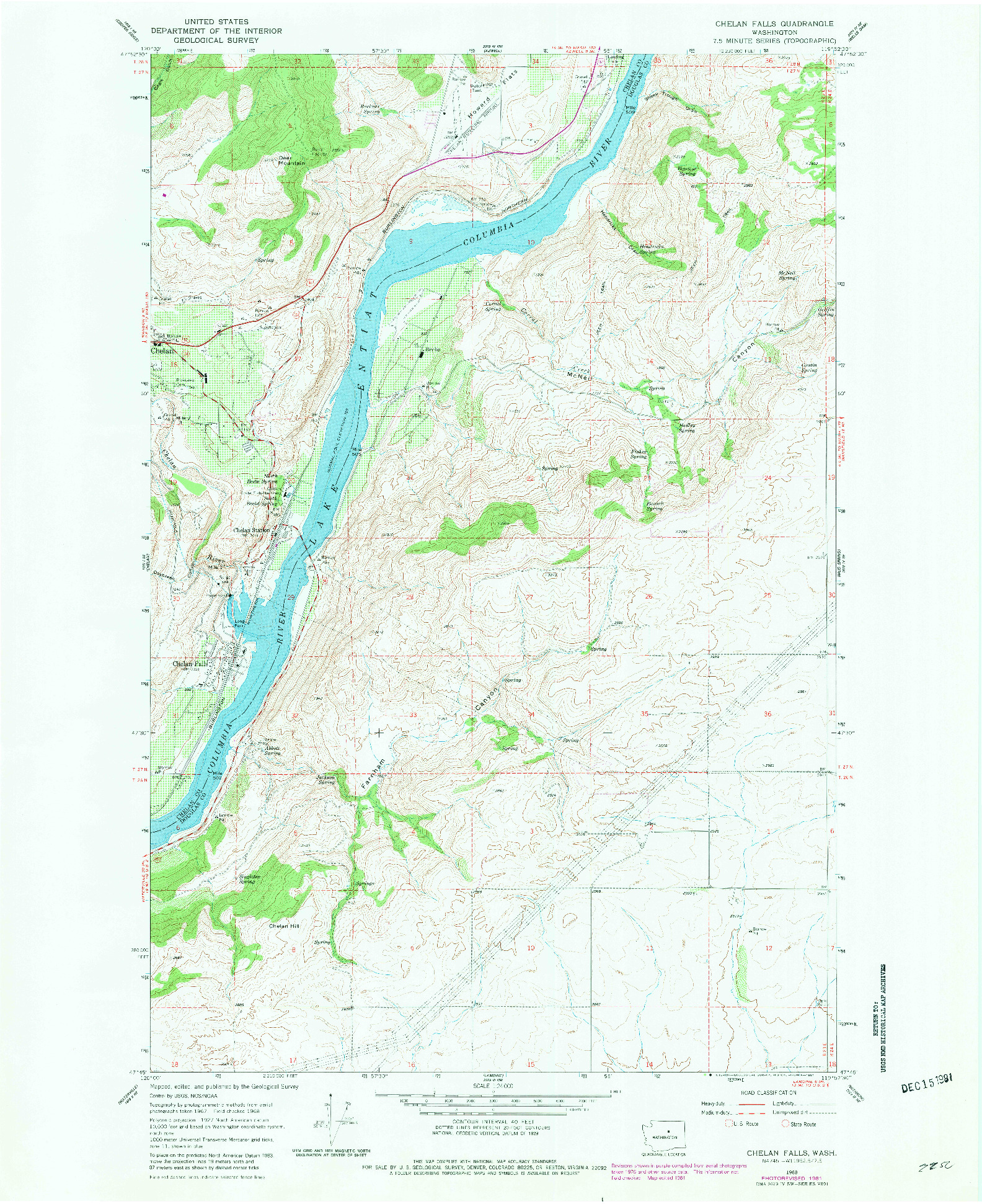 USGS 1:24000-SCALE QUADRANGLE FOR CHELAN FALLS, WA 1968