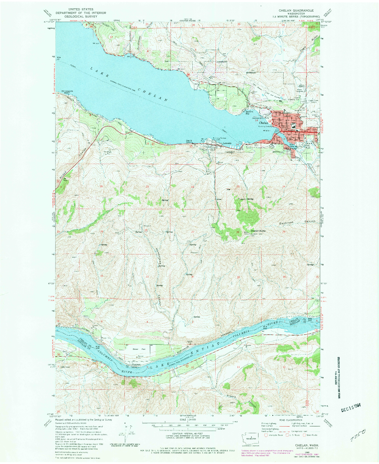 USGS 1:24000-SCALE QUADRANGLE FOR CHELAN, WA 1968