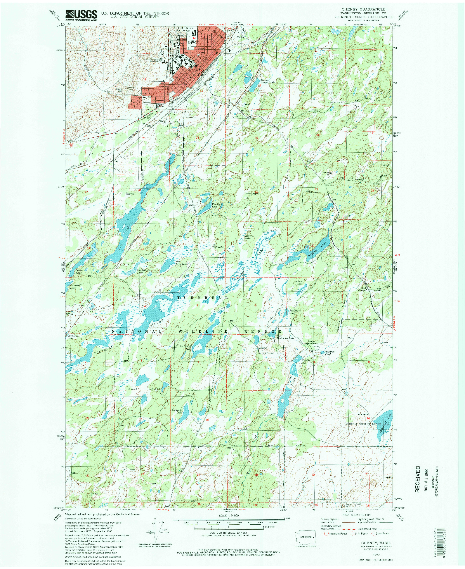 USGS 1:24000-SCALE QUADRANGLE FOR CHENEY, WA 1980