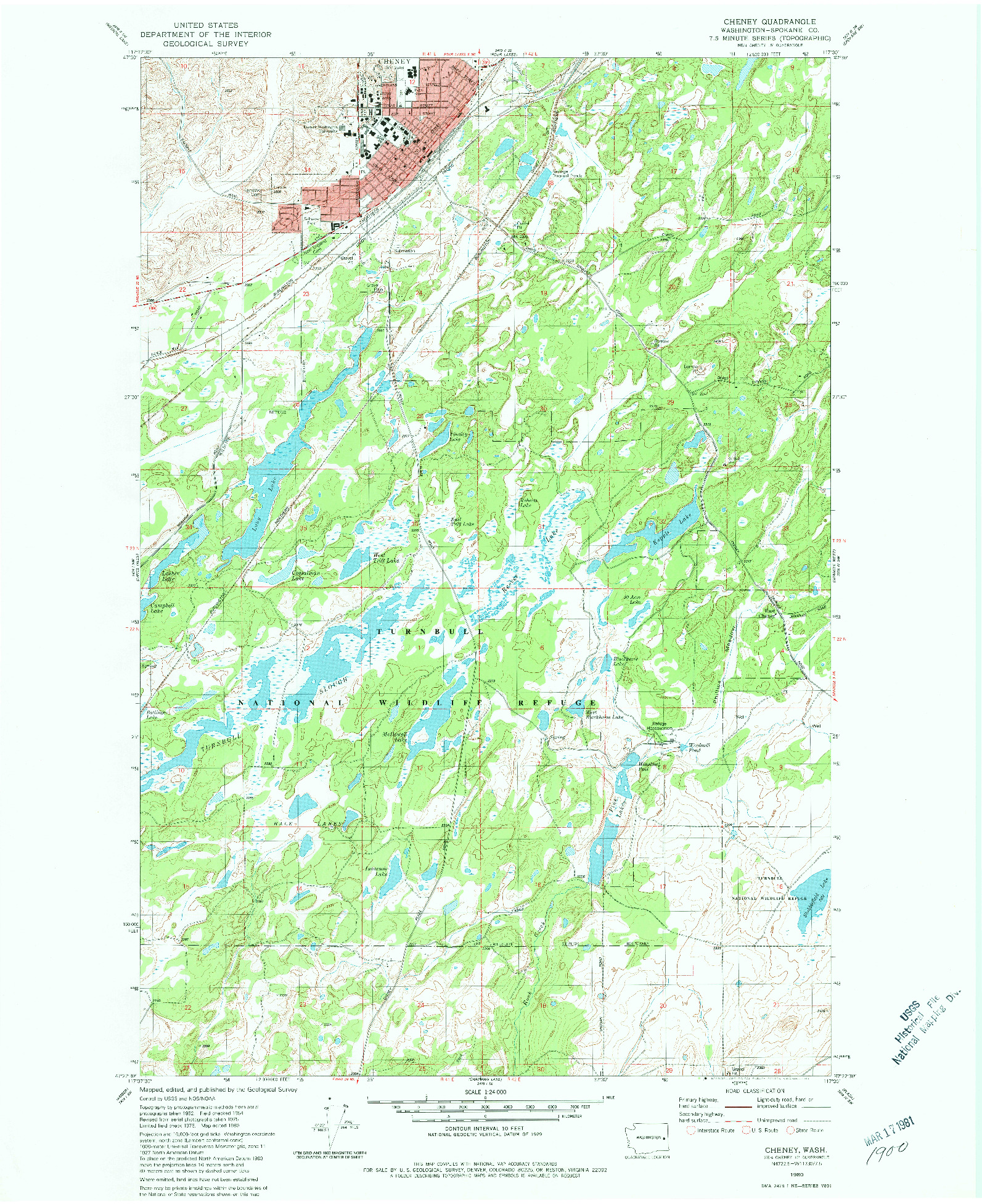 USGS 1:24000-SCALE QUADRANGLE FOR CHENEY, WA 1980