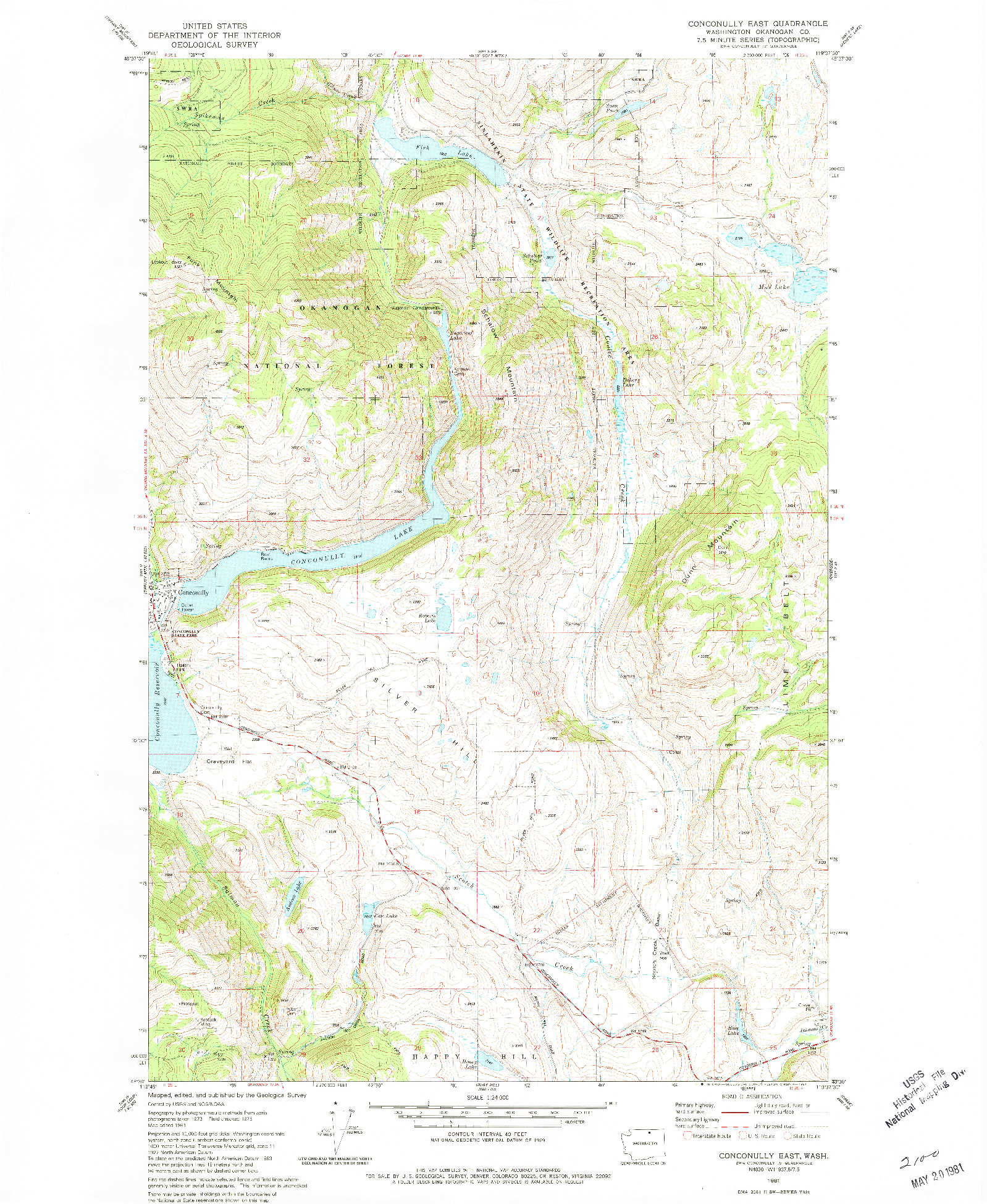 USGS 1:24000-SCALE QUADRANGLE FOR CONCONULLY EAST, WA 1981