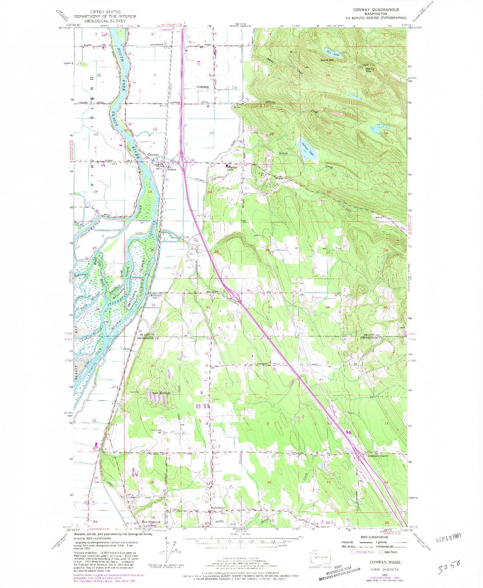 USGS 1:24000-SCALE QUADRANGLE FOR CONWAY, WA 1956