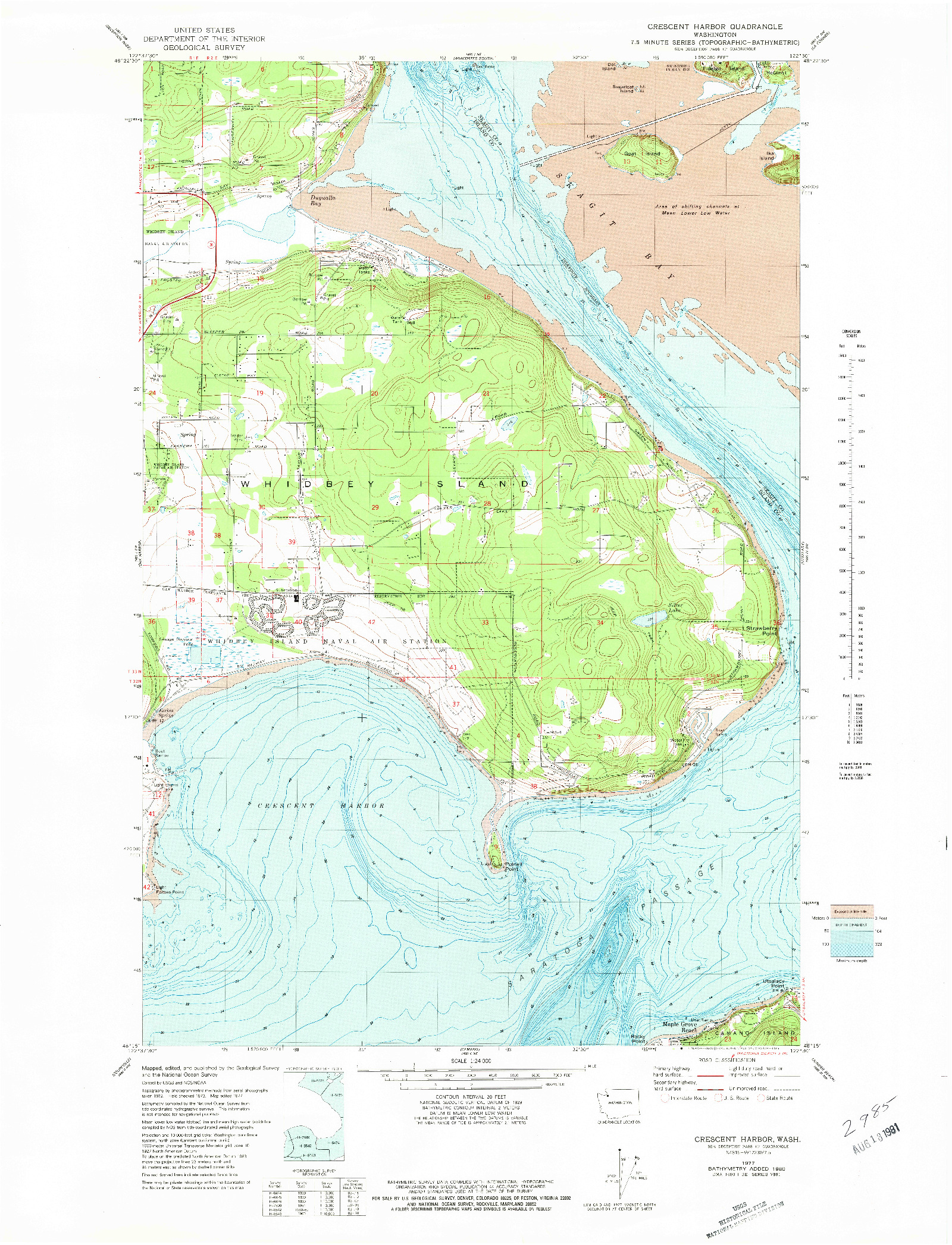 USGS 1:24000-SCALE QUADRANGLE FOR CRESCENT HARBOR, WA 1977