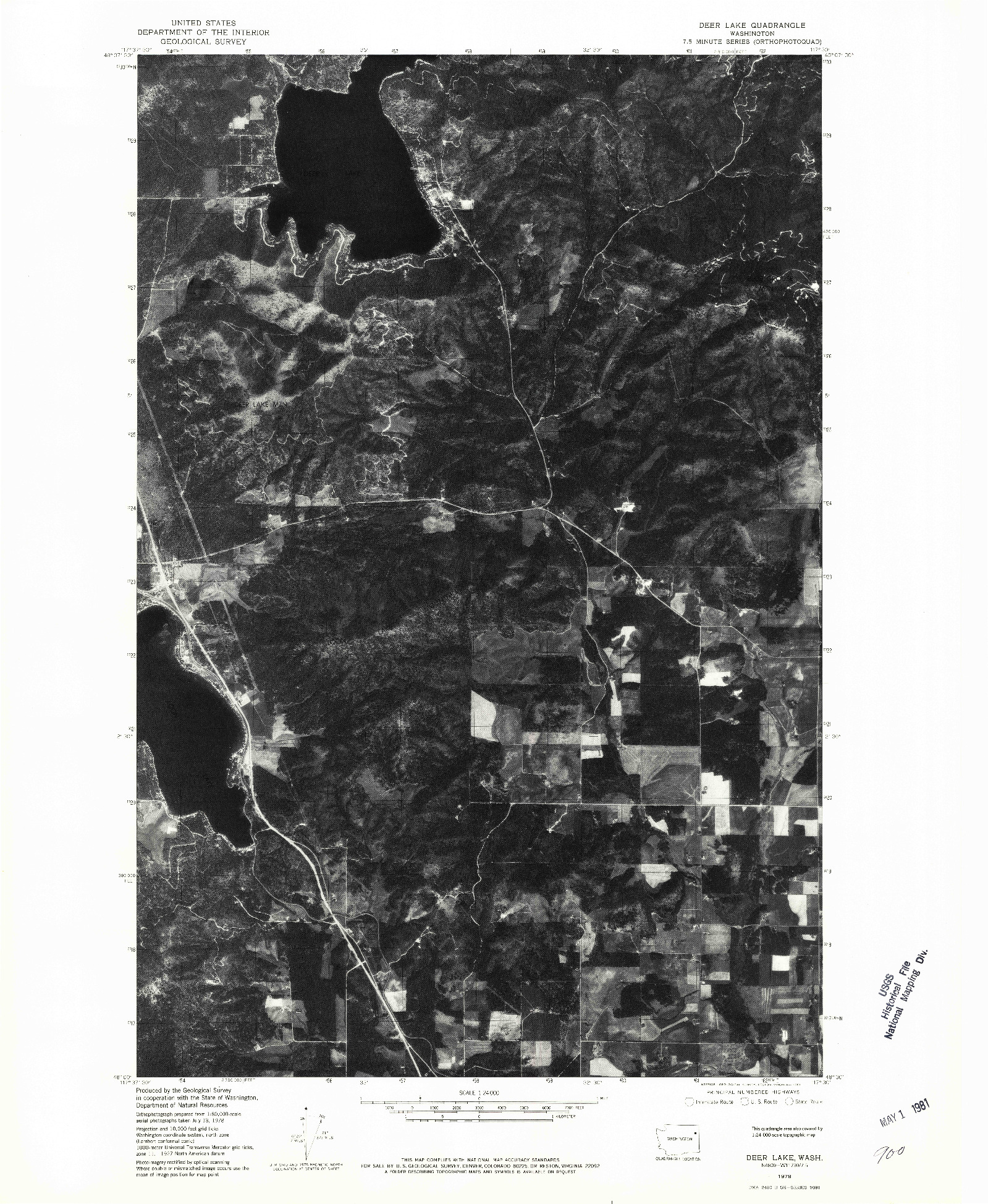 USGS 1:24000-SCALE QUADRANGLE FOR DEER LAKE, WA 1978
