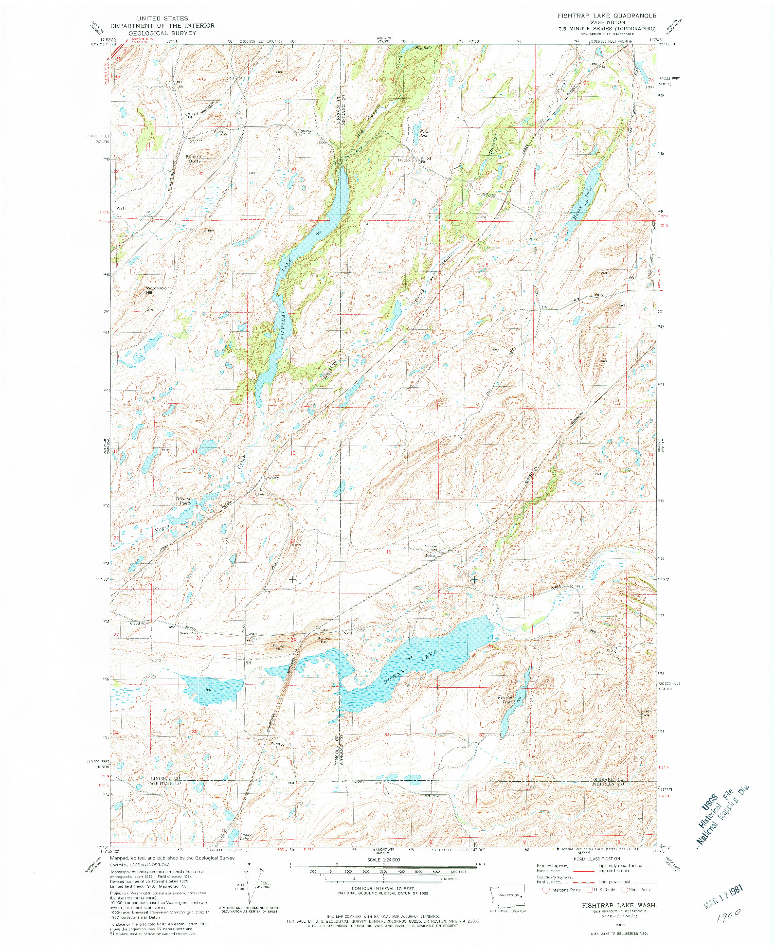 USGS 1:24000-SCALE QUADRANGLE FOR FISHTRAP LAKE, WA 1981