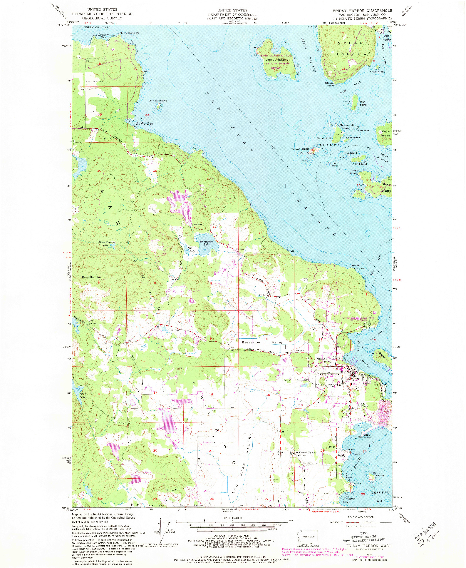 USGS 1:24000-SCALE QUADRANGLE FOR FRIDAY HARBOR, WA 1954