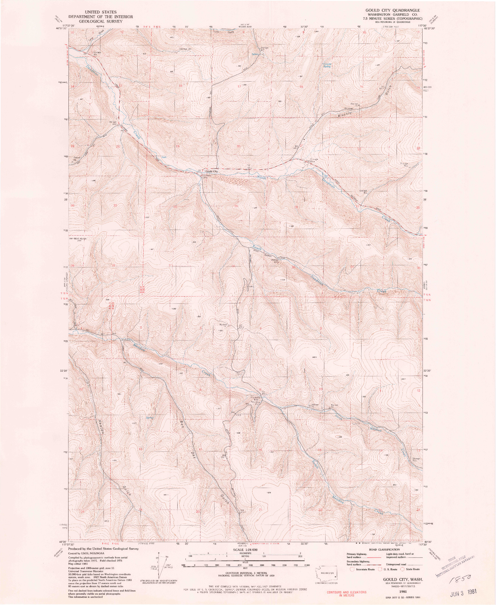 USGS 1:24000-SCALE QUADRANGLE FOR GOULD CITY, WA 1981