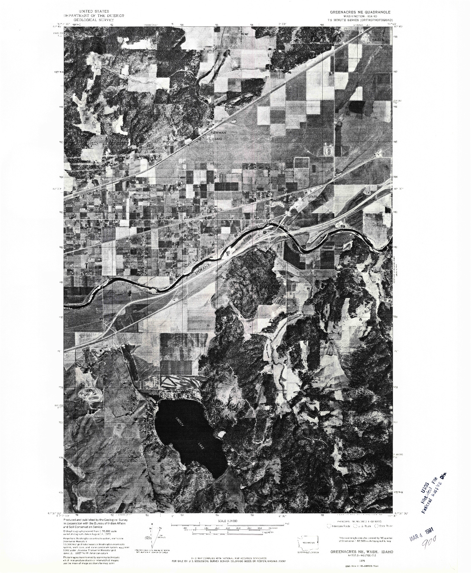 USGS 1:24000-SCALE QUADRANGLE FOR GREENACRES NE, WA 1975