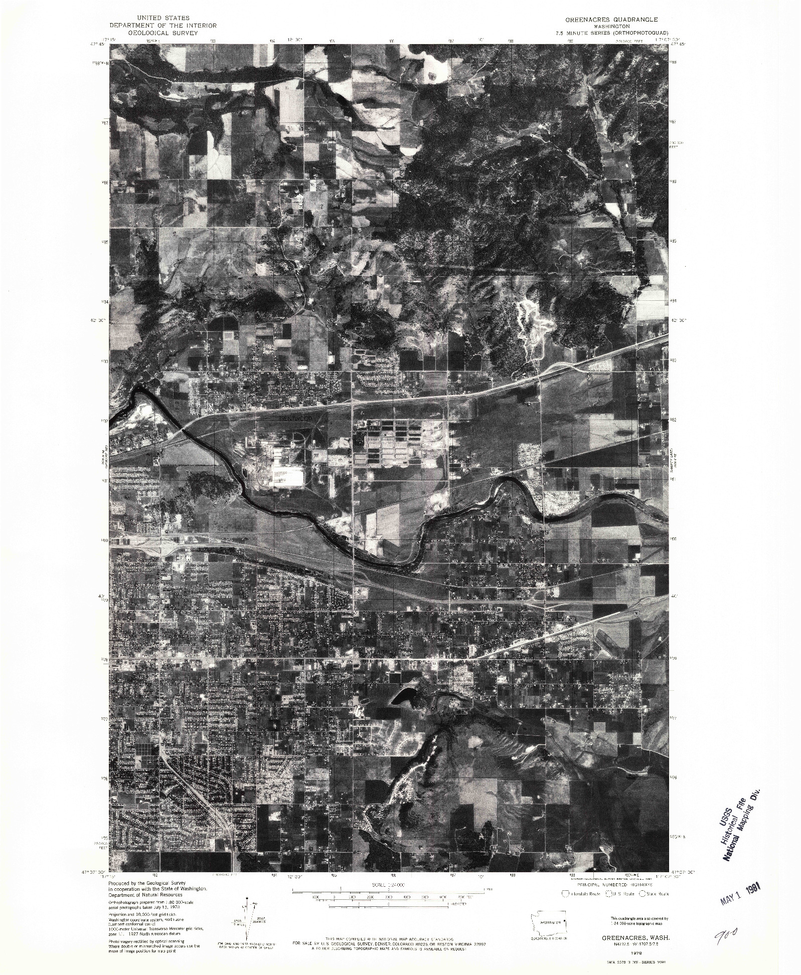 USGS 1:24000-SCALE QUADRANGLE FOR GREENACRES, WA 1978