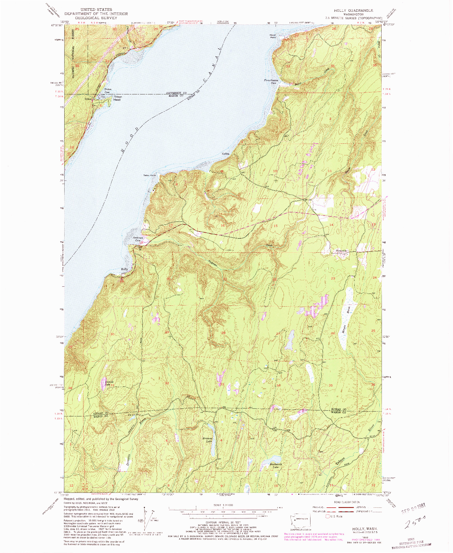 USGS 1:24000-SCALE QUADRANGLE FOR HOLLY, WA 1953