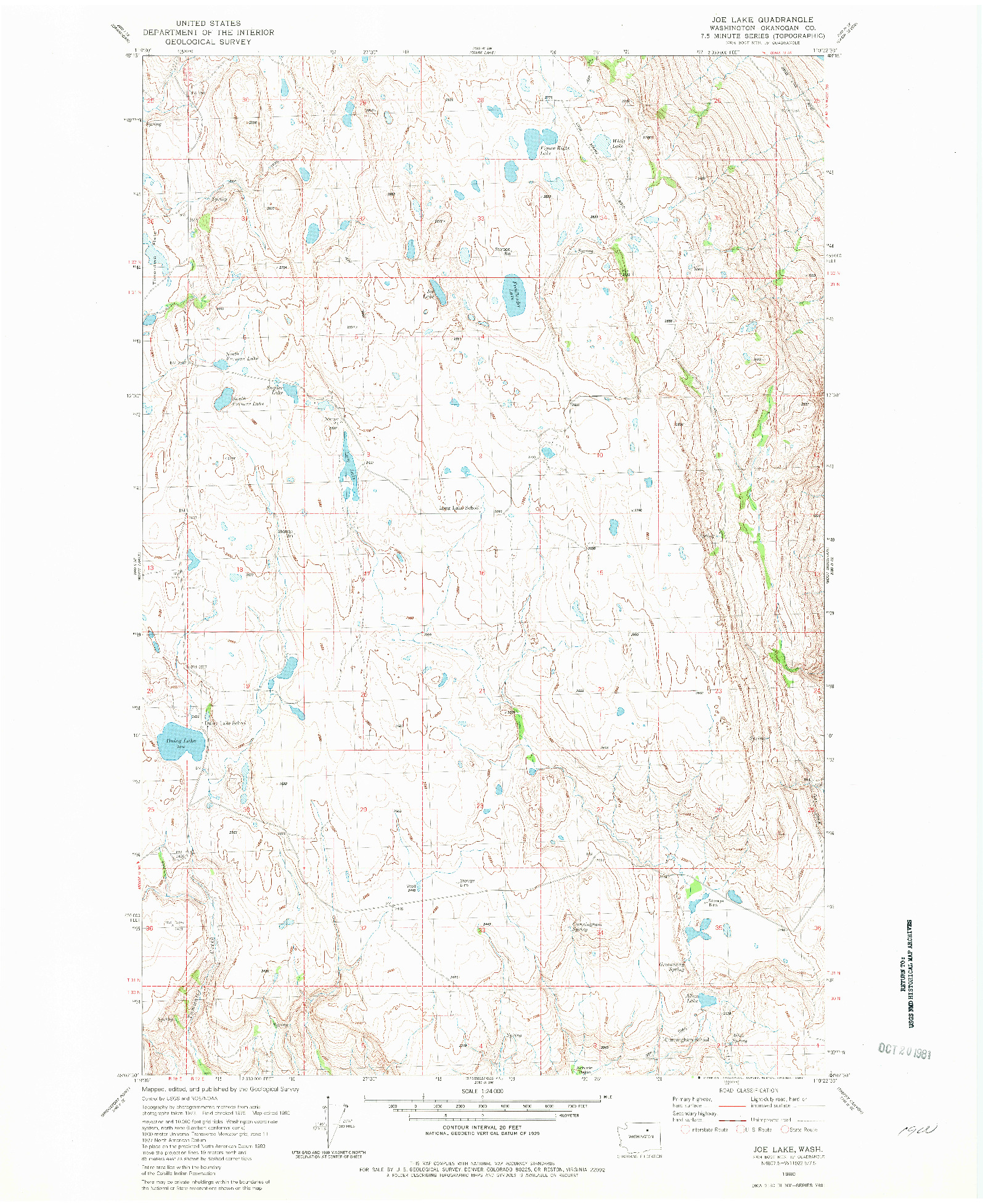 USGS 1:24000-SCALE QUADRANGLE FOR JOE LAKE, WA 1980