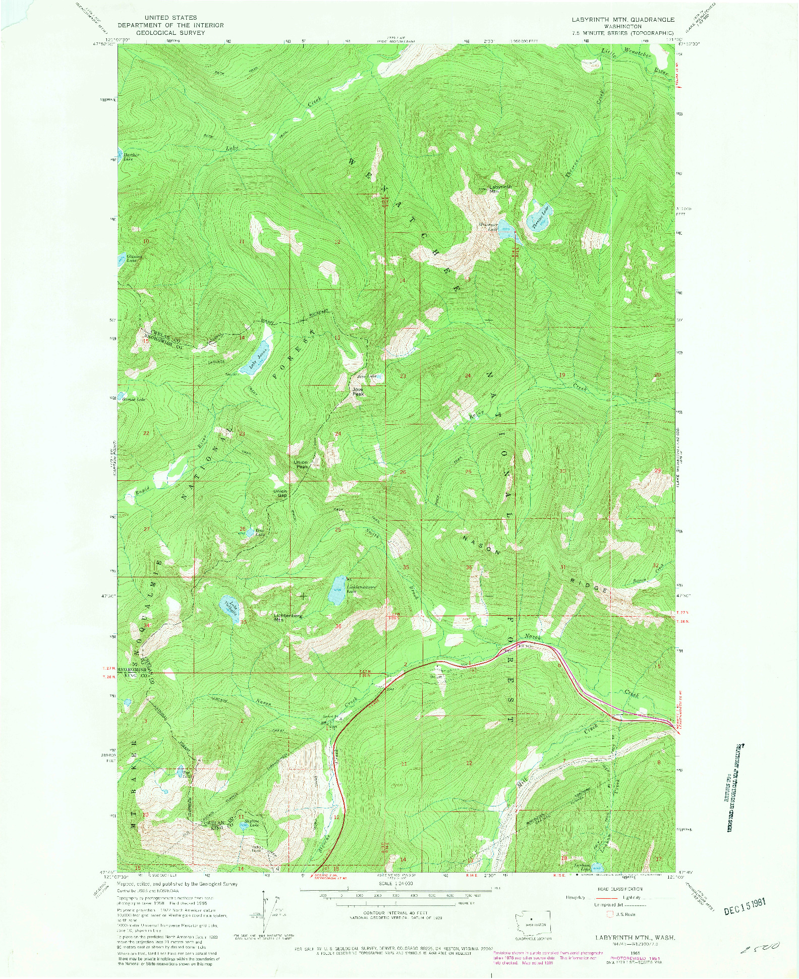 USGS 1:24000-SCALE QUADRANGLE FOR LABYRINTH MTN, WA 1965