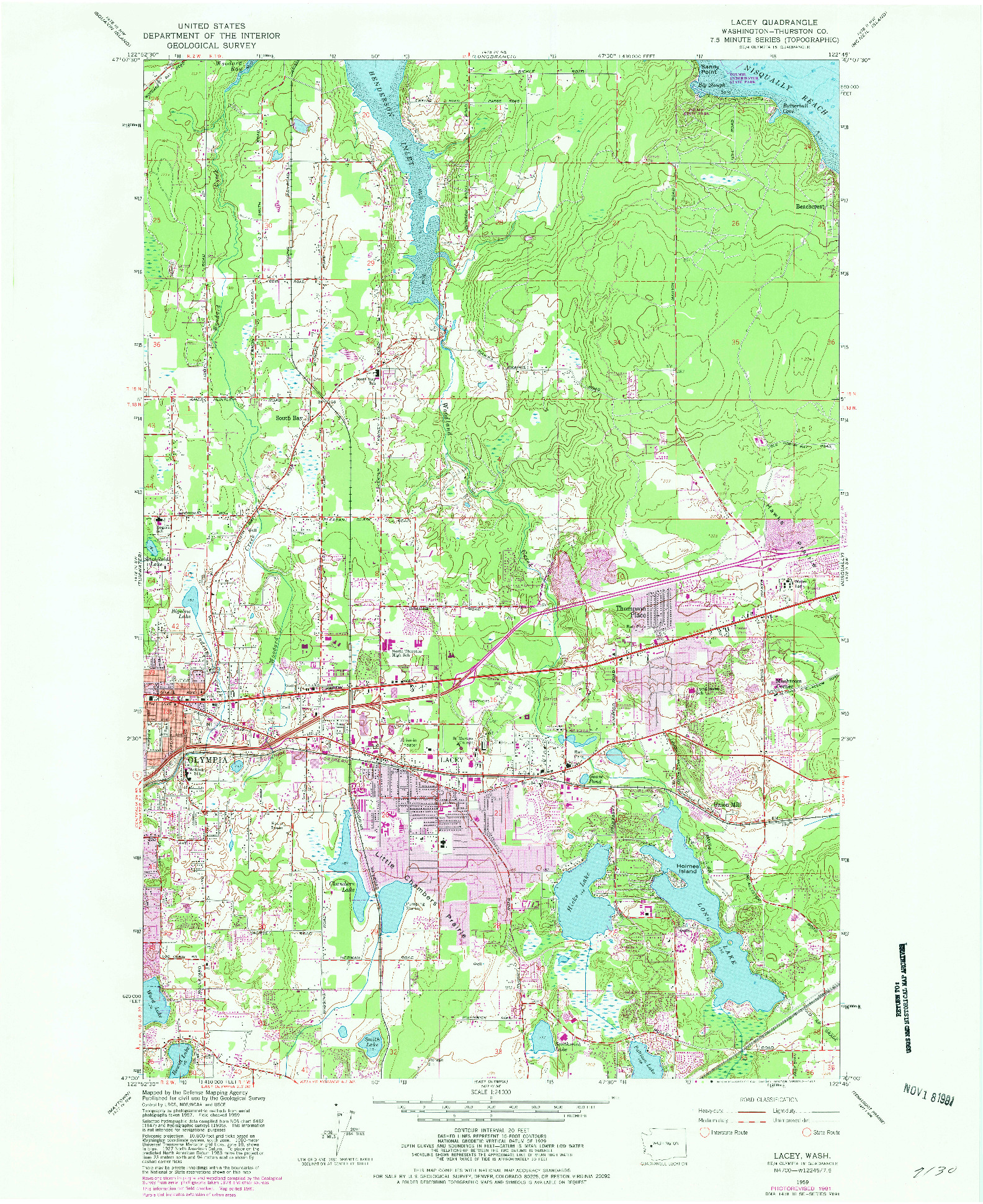 USGS 1:24000-SCALE QUADRANGLE FOR LACEY, WA 1959