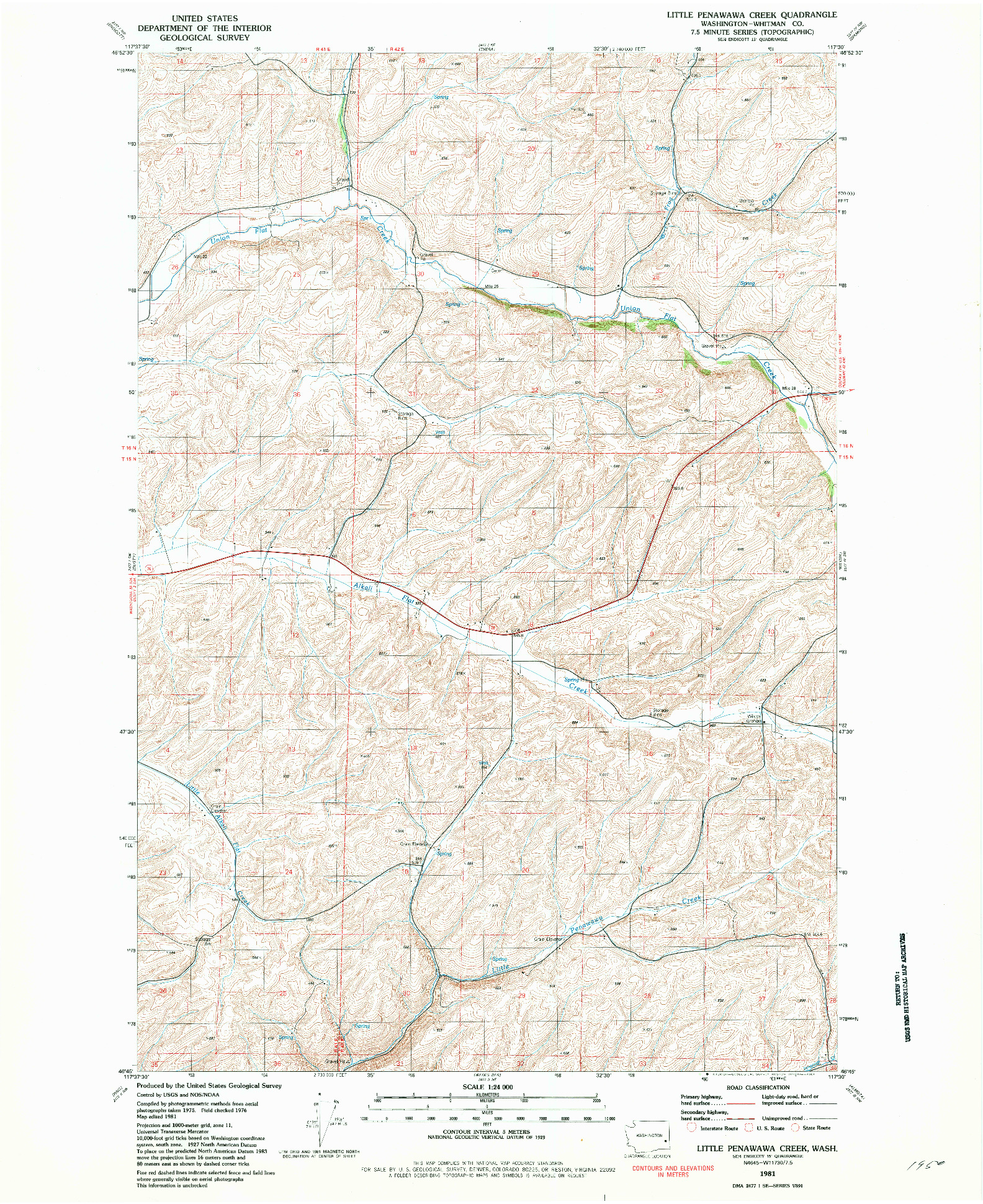USGS 1:24000-SCALE QUADRANGLE FOR LITTLE PENAWAWA CREEK, WA 1981