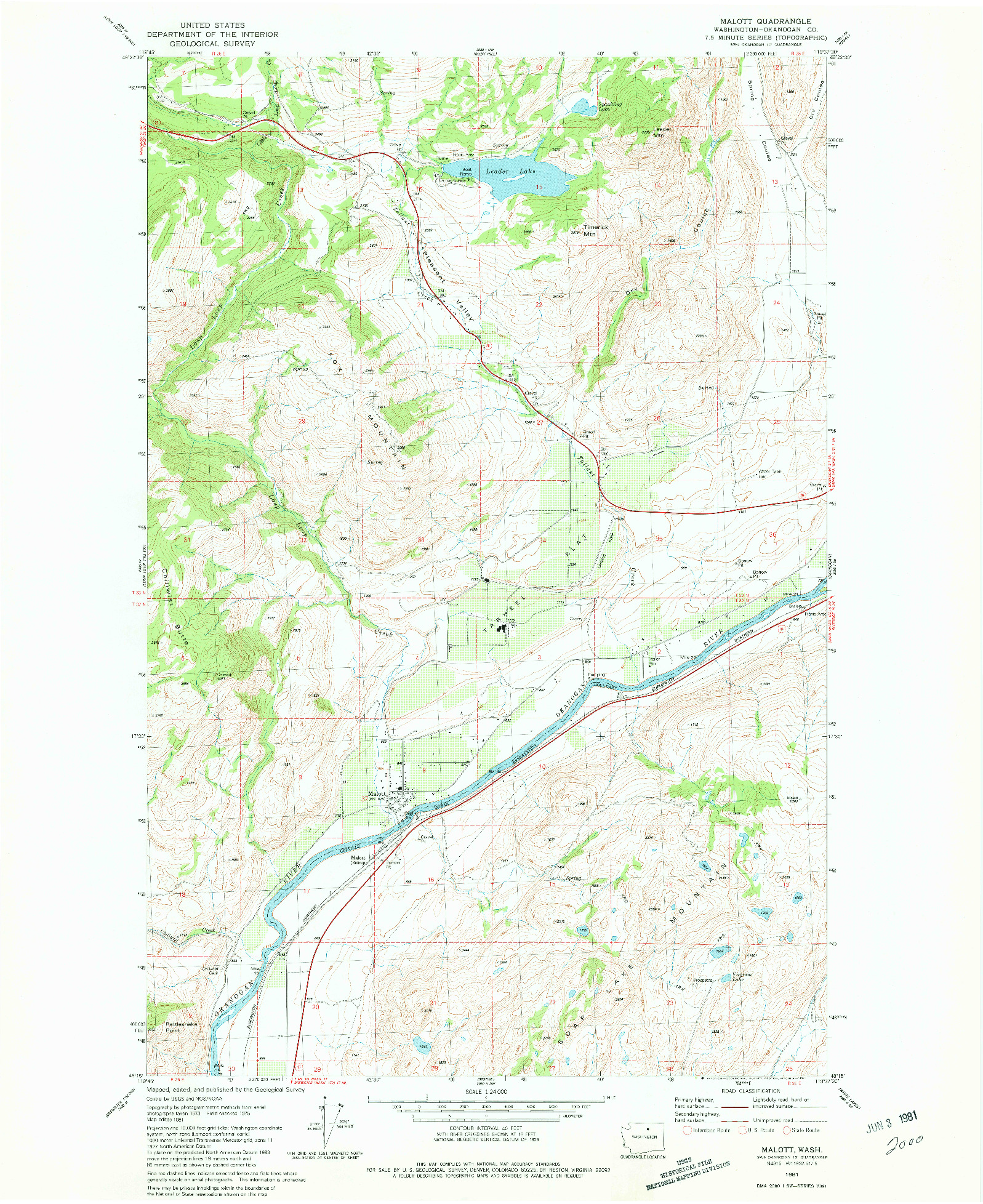 USGS 1:24000-SCALE QUADRANGLE FOR MALOTT, WA 1981