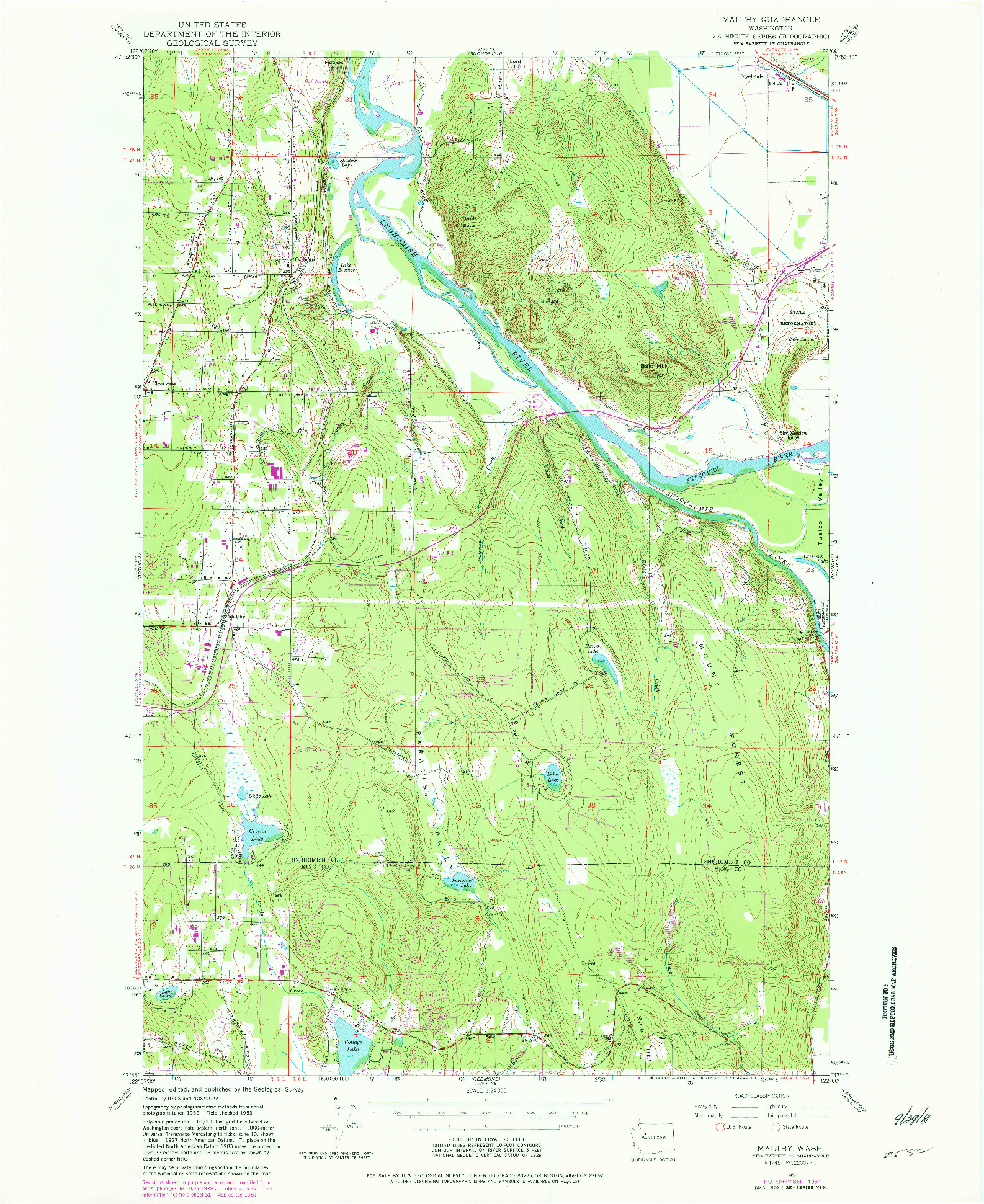 USGS 1:24000-SCALE QUADRANGLE FOR MALTBY, WA 1953