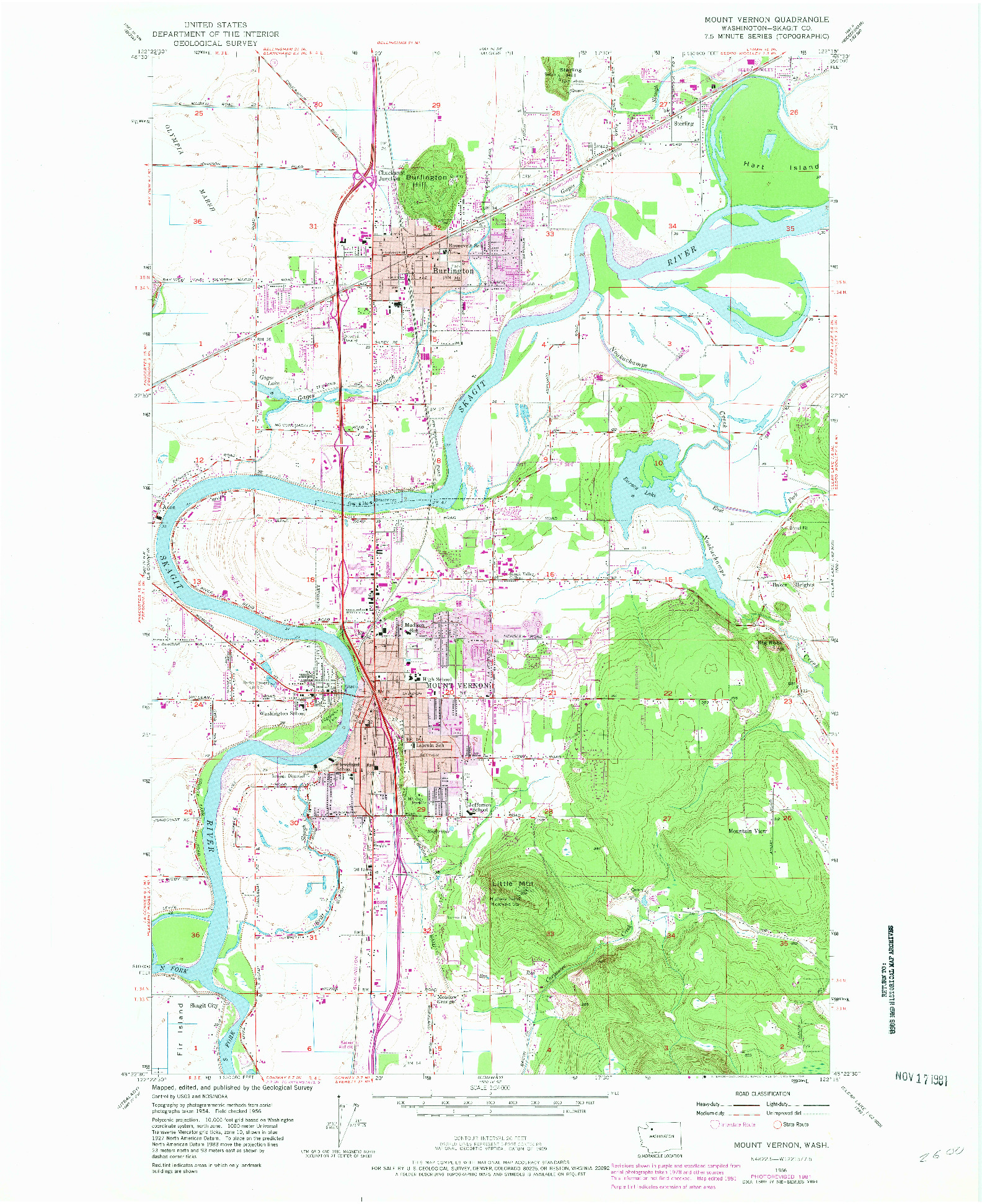 USGS 1:24000-SCALE QUADRANGLE FOR MOUNT VERNON, WA 1956